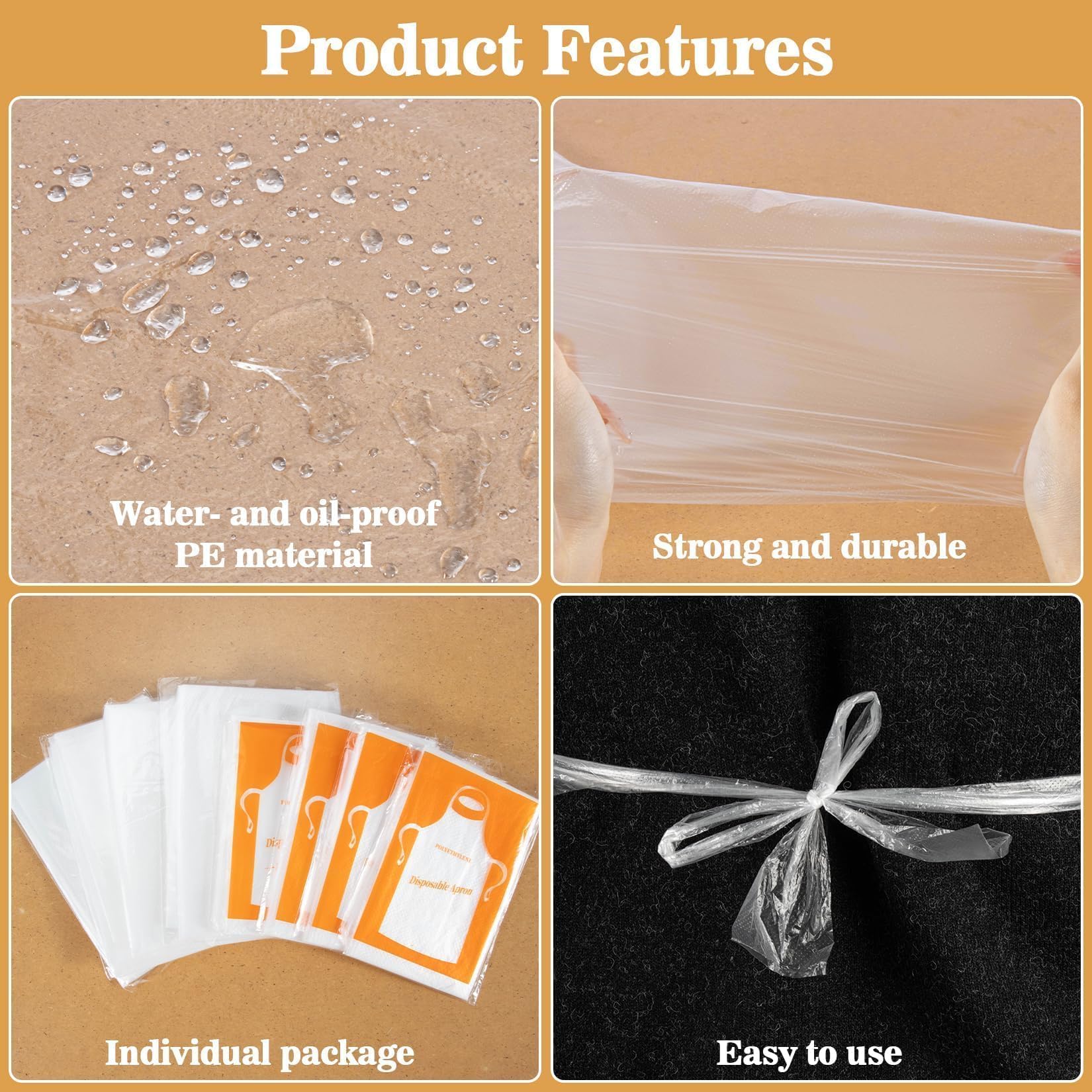 50 Pack Disposable Plastic Aprons for Adults & Kids - Waterproof Thick Reusable Aprons for Painting, Cooking, Eating, Dishwashing & DIY Crafts - Ideal for Art Class, Kitchen, Restaurant & Home Use