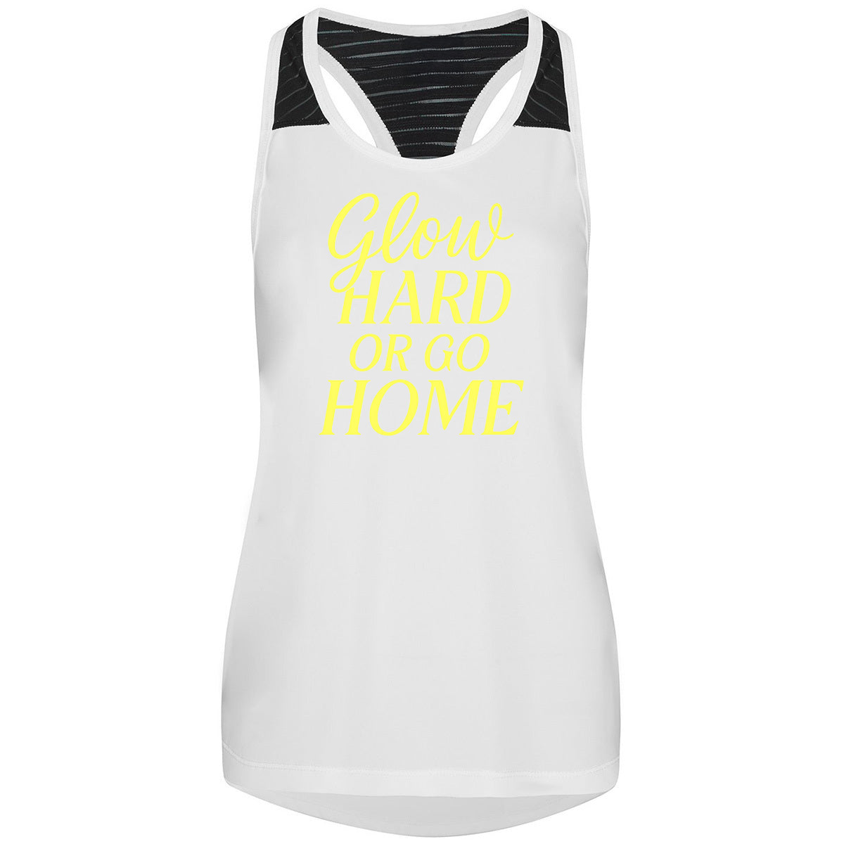Glow Hard Or Glow Home Mesh Racerback Vest - Women's Workout Tank Top for Running, Yoga & Gym - Breathable Athletic Shirt for Fitness & Sports