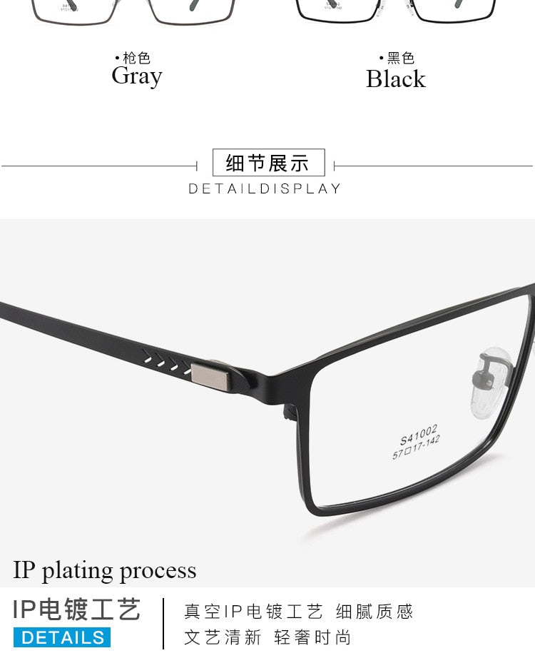 Bclear Men's Full Rim Alloy Frame Eyeglasses with Spring Hinge - Lightweight & Durable (Model 41002) for Work, Reading & Everyday Use