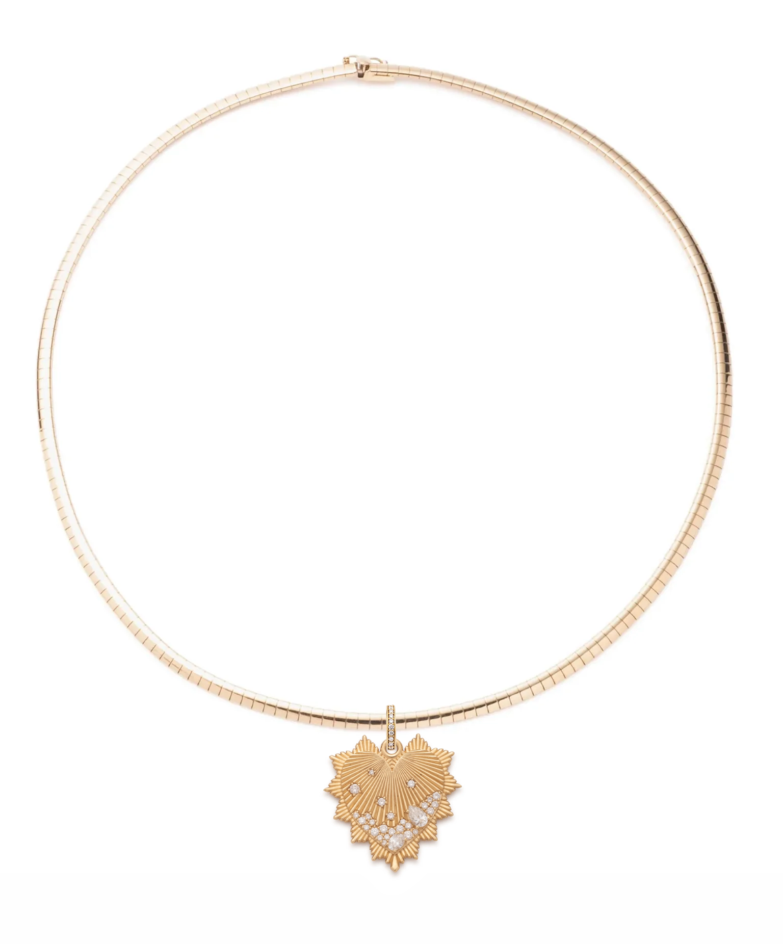 Diamond Encrusted Heart Pendant Necklace in 14K Yellow Gold - Elegant Dainty Collar Chain for Women, Perfect for Valentine's Day Gifts, Anniversary Presents & Romantic Occasions
