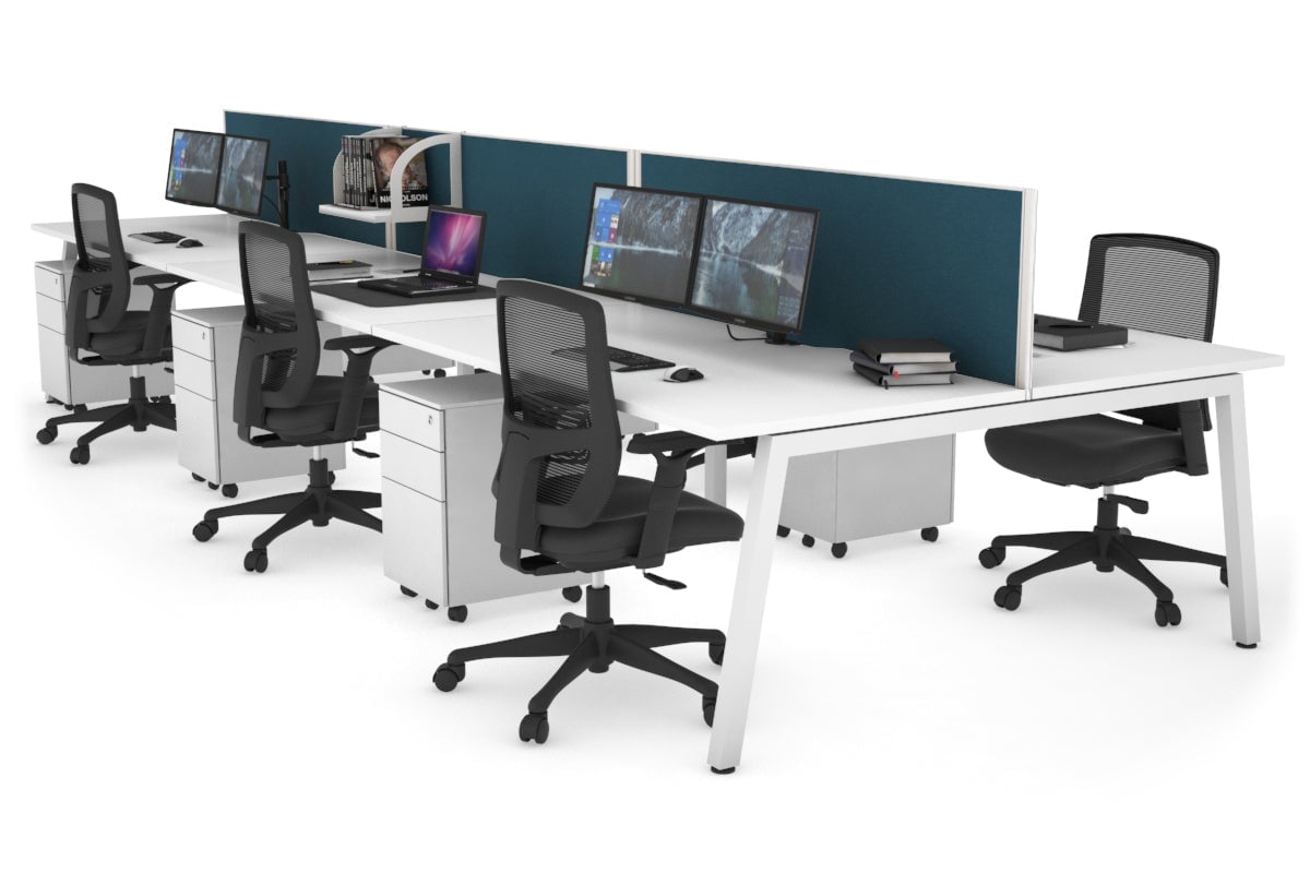 Quadro 6-Person Office Workstation Desk - 1800L x 800W with Cable Management Scallop | Modern Office Furniture for Team Collaboration & Workspace Organization