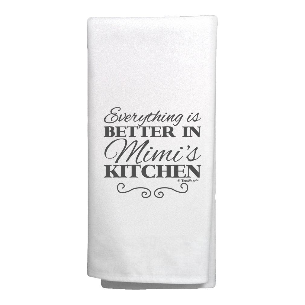 Premium Mimi's Kitchen Tea Towel - Thoughtful Gifts from Grandchildren - White Cotton Dish Towel for Cooking, Baking & Home Decor