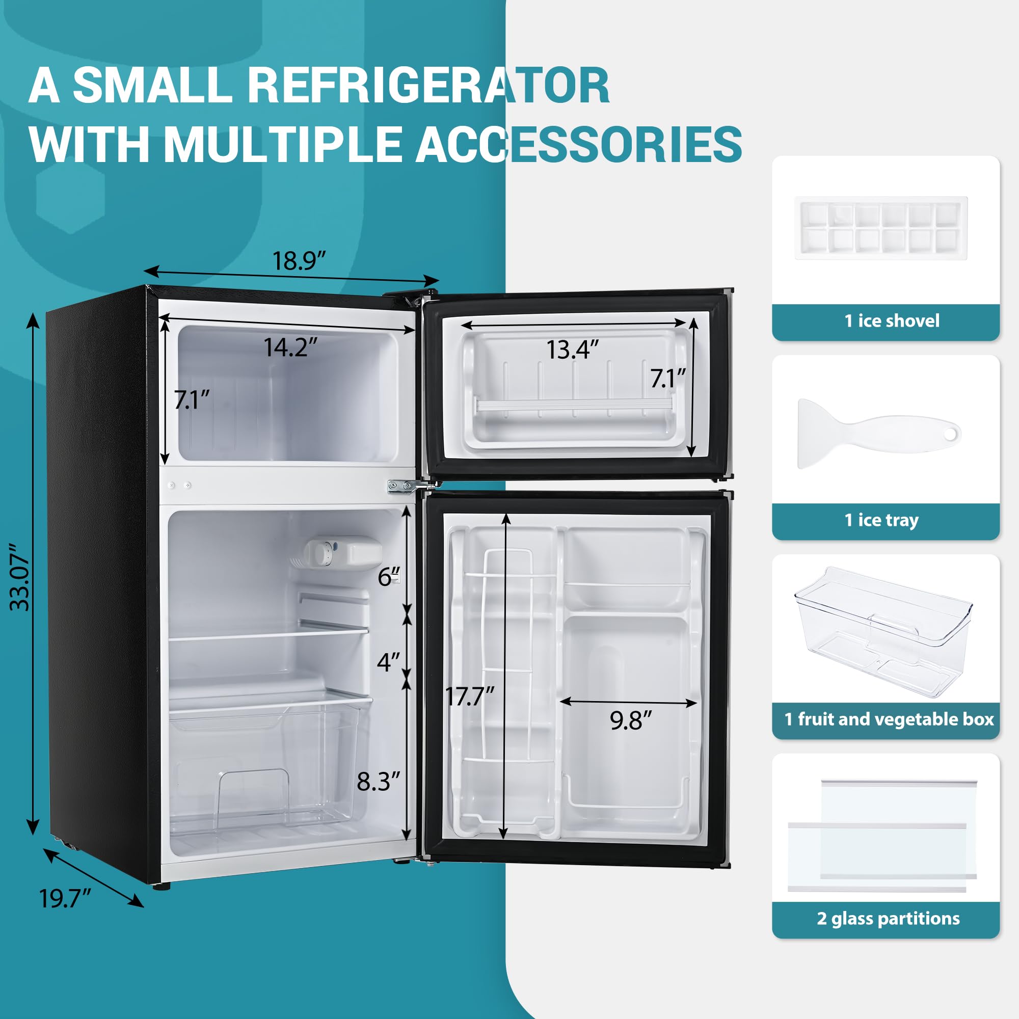 EUHOMY 3.1 Cu.Ft Mini Fridge with Freezer - Compact 2 Door Refrigerator for Dorm, Bedroom, Office & Apartment - Perfect for Food Storage, Beverages, Beer & Wine Cooling - Energy Efficient Small Fridge (Silver)