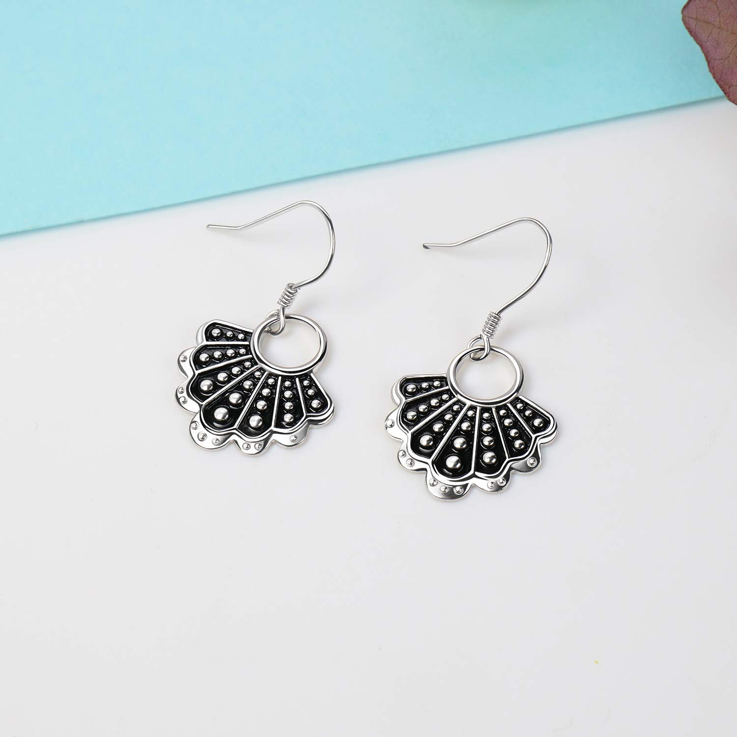 SIMONLY RBG Dissent Collar Earrings - 925 Sterling Silver Drop & Stud Earrings - Ruth Bader Ginsburg Inspired Jewelry for Women - Perfect for Courtroom Style, Feminist Gifts & Supreme Court Fan Collections