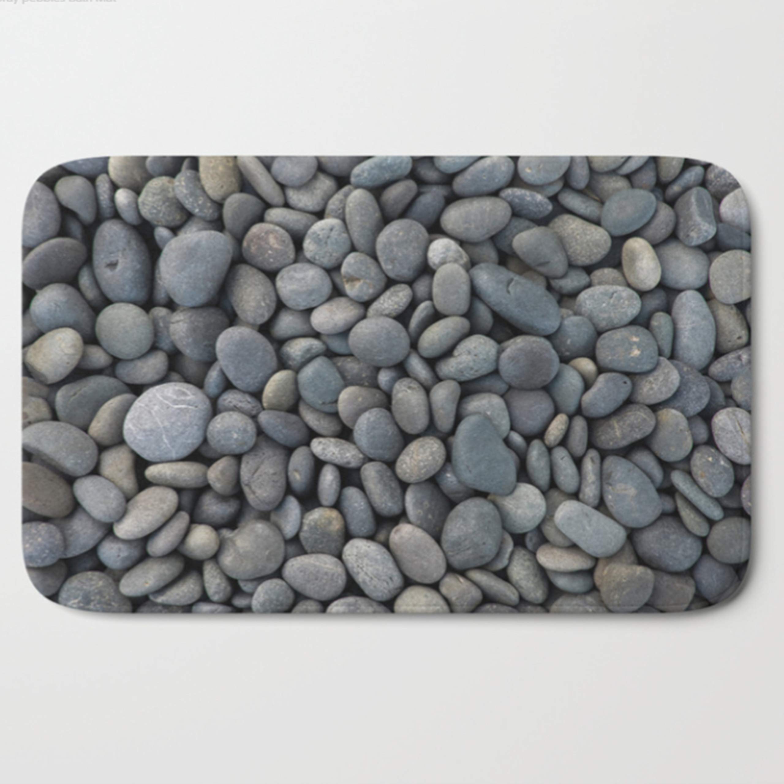 Premium Gray Pebble Bath Mat - Non-Slip Microfiber Bathroom Rug (21