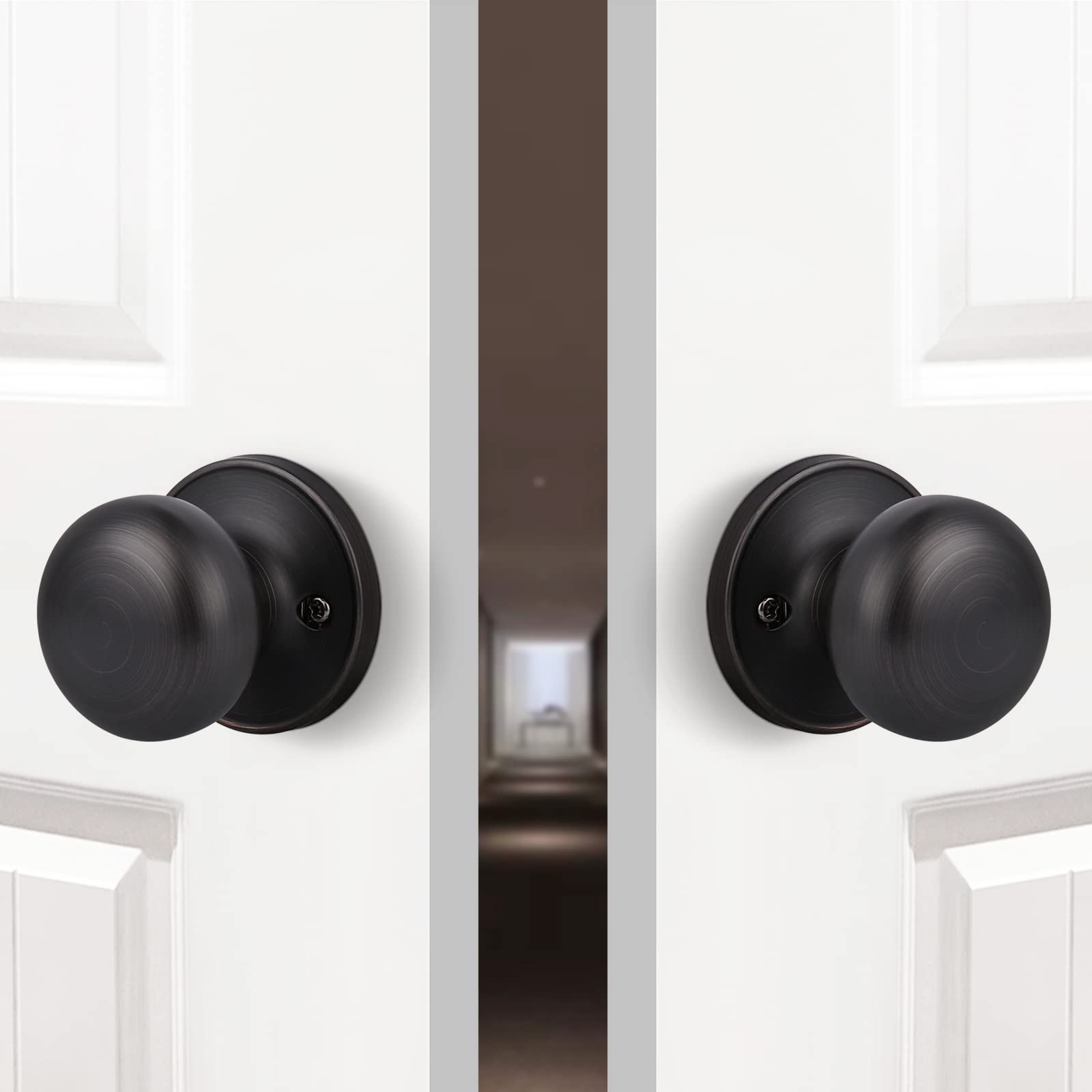 10 Pack Half Dummy Knobs for Closet Doors - Oil Rubbed Bronze Interior Door Knobs, Round Stainless Steel Closet Door Handles for Bedroom, Wardrobe & Cabinet Doors