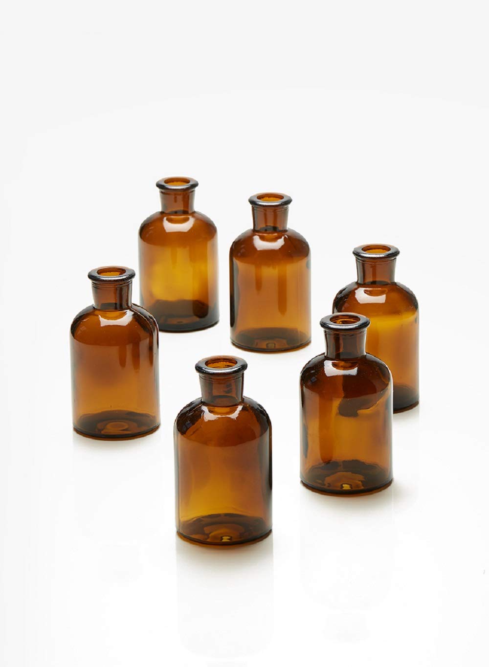 Serene Spaces Living Dark Amber Apothecary Bottles - Set of 72 Glass Bud Vases (4