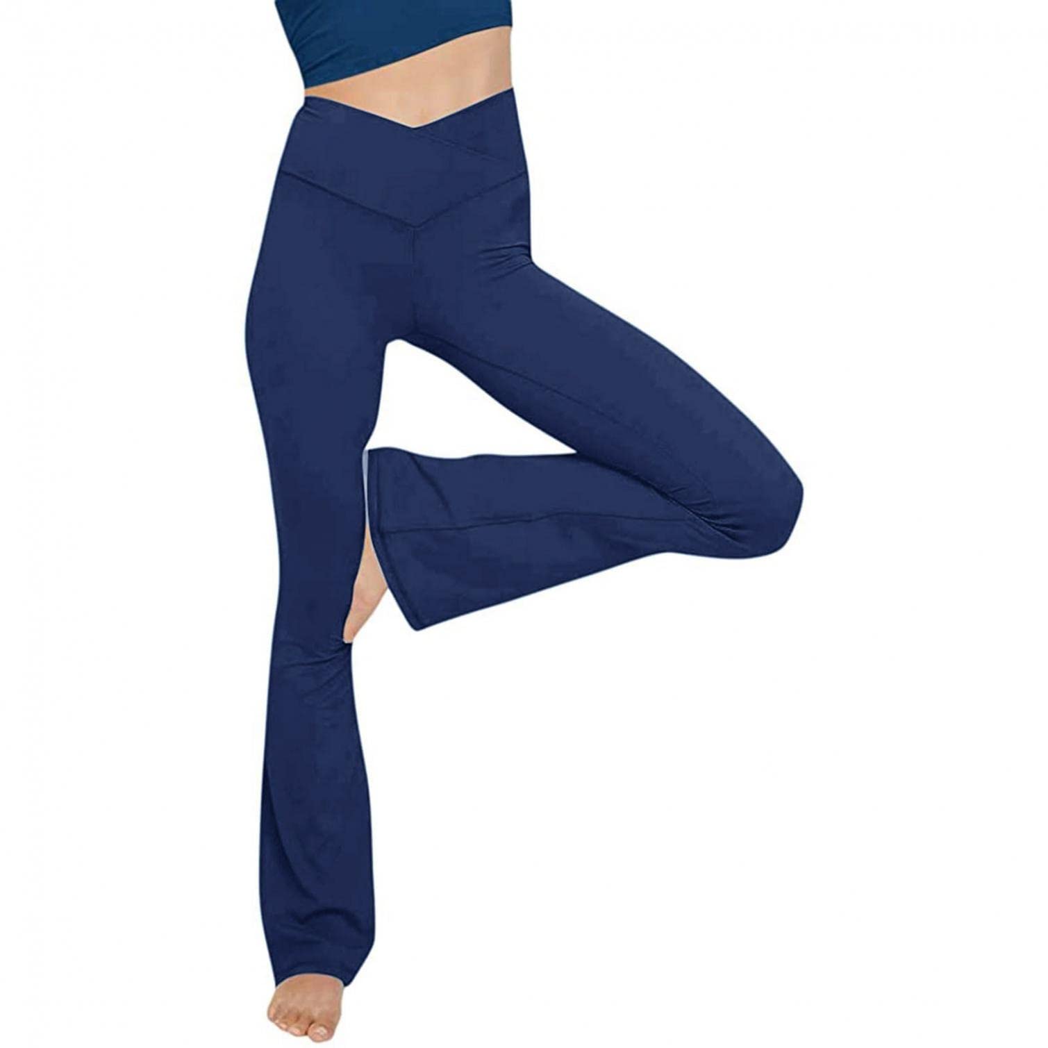 Siilsaa Women's Bootleg Yoga Pants - High Waisted V Crossover Flare Leggings for Workout, Running & Casual Wear | Comfortable Sport Pants for Yoga, Gym & Everyday Use