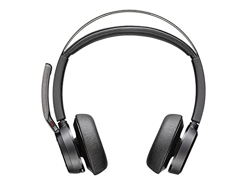 Poly Voyager Focus 2 UC Wireless Headset with Active Noise Canceling - Bluetooth Headphones with Boom Mic for Mobile & PC/Mac (USB-C Adapter Included) - Certified for Microsoft Teams & Zoom - Perfect for Remote Work, Online Meetings & Call Centers