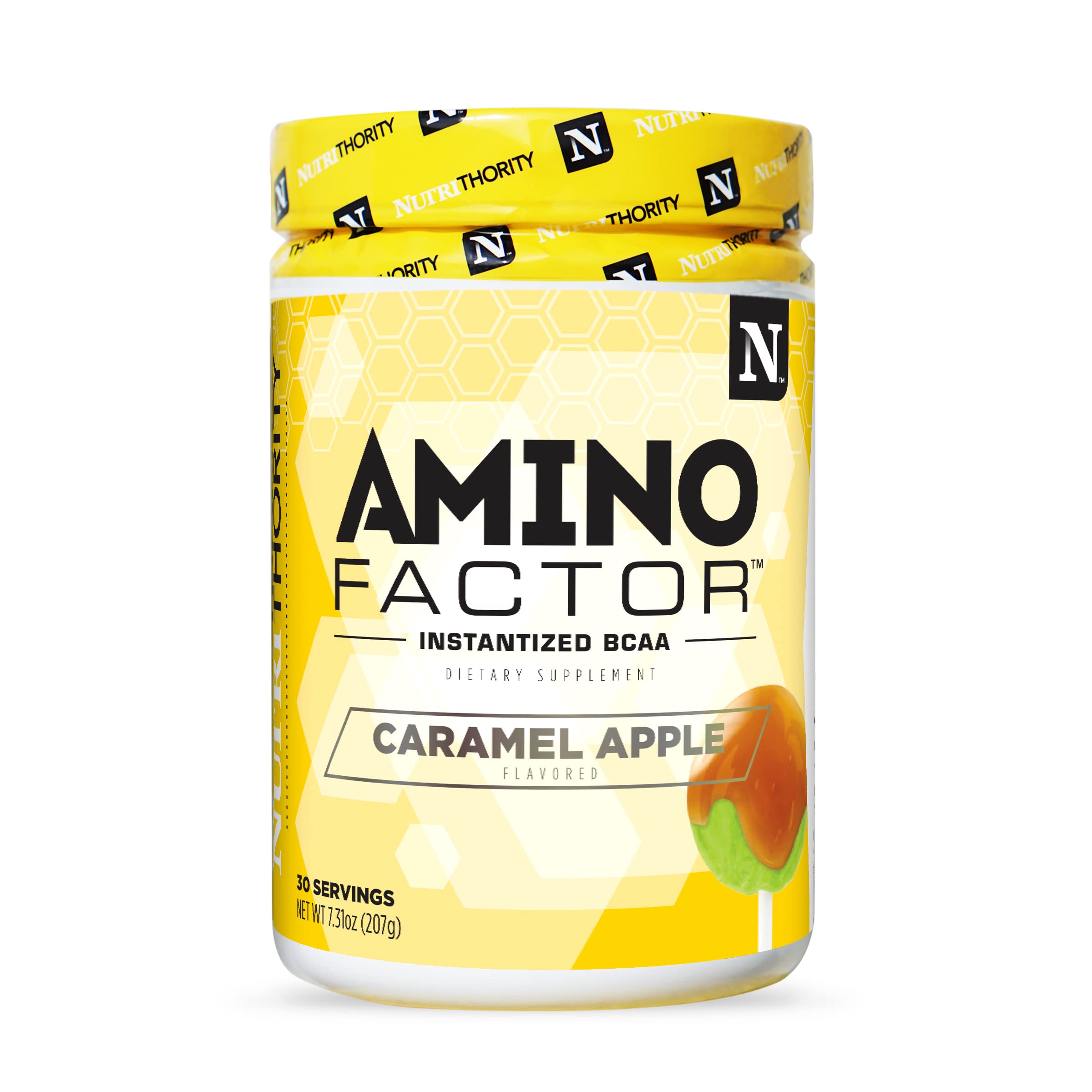 Nutrithority Amino Factor Instantized BCAAs - Sugar Free Branched Chain Amino Acids Powder, Caramel Apple Flavor, 30 Servings | Intra & Post Workout Supplement for Muscle Recovery, Hydration & Endurance | Ideal for Gym, Fitness Training & Athlete Performance