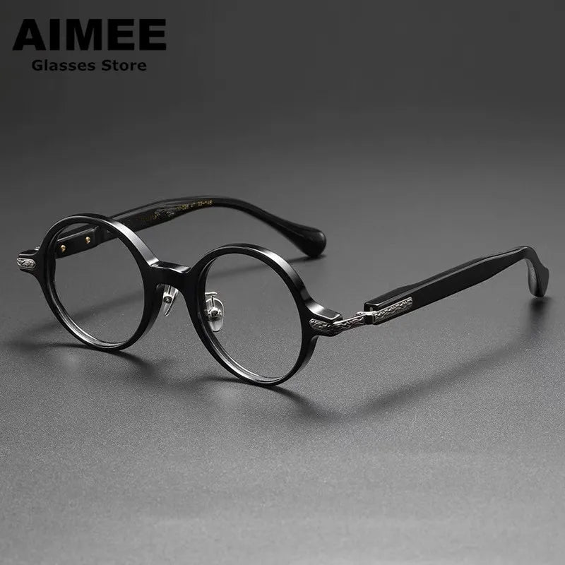 Stylish Aimee Unisex Full Rim Round Titanium Acetate Eyeglasses Frame 980854 - Lightweight & Durable for Work, Reading & Everyday Wear