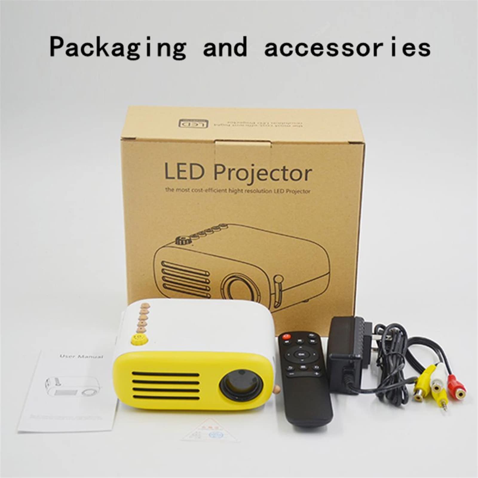 SVIOR 800 Lumens LED Mini Projector with 480x272 Resolution - USB Compatible Home Theater Projector for Movies & Gaming (Yellow, UK Plug) | Perfect for Bedroom, Outdoor Camping & Office Presentations