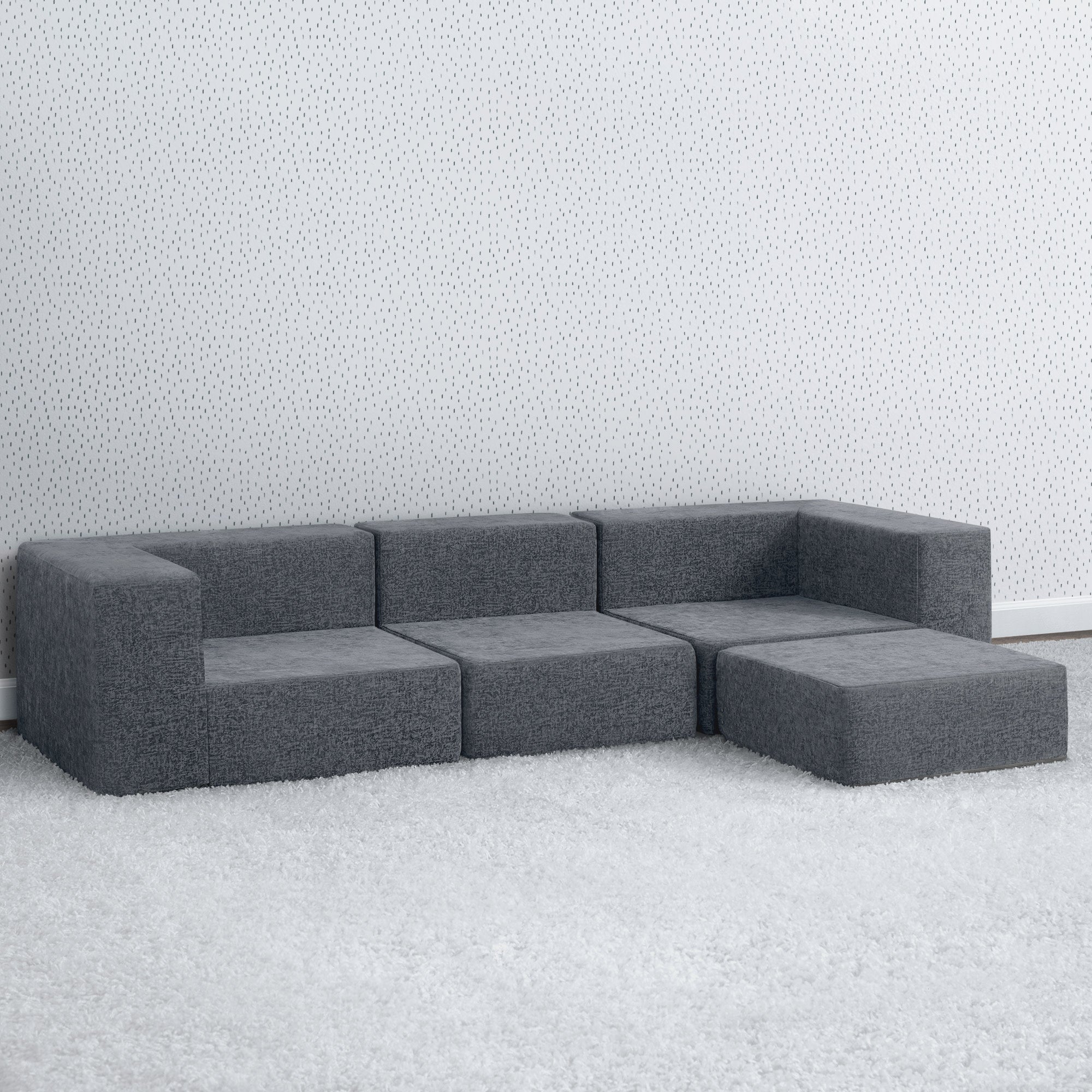 Modern Cozee 4-Piece Sectional Sofa Set with Storage | L-Shaped Living Room Couch for Small Spaces | Perfect for Apartments, Condos & Cozy Home Decor