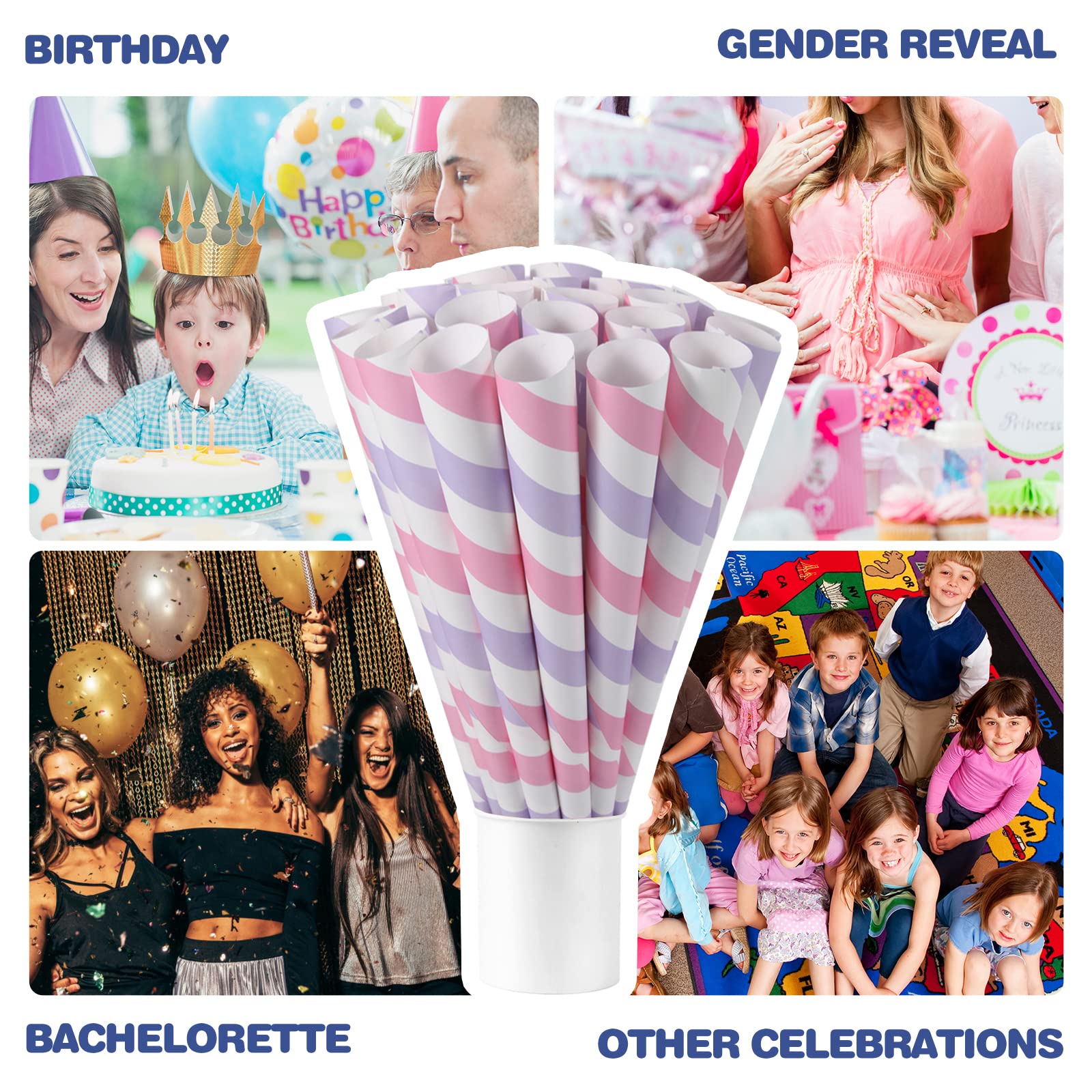 Premium Cotton Candy Cones 50 Pack - Pink & Purple Unicorn Themed Paper Cones for Cotton Candy Machines - Candy Floss Sugar Cones for Parties, Carnivals, Birthdays & Celebrations - Bulk Party Supplies