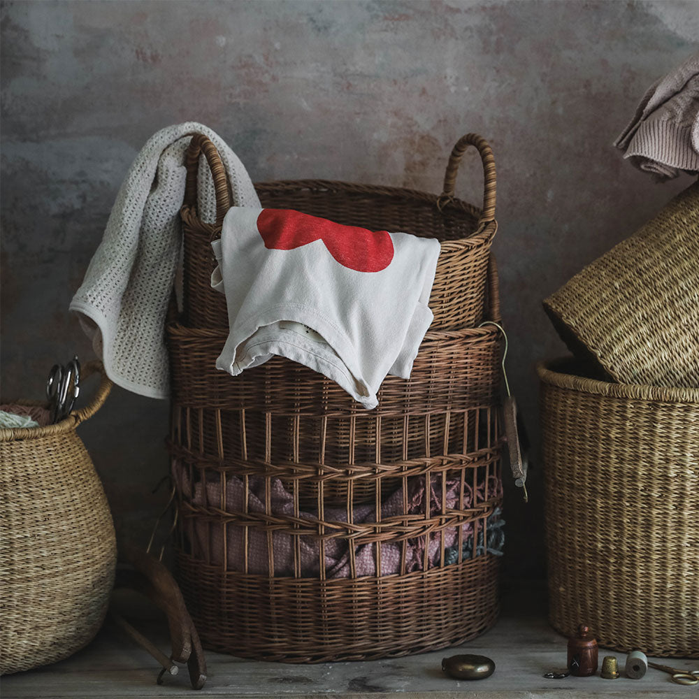 Natural Libby Rattan Basket - Handwoven Storage Bin for Home Organization, Laundry, Toys & Blankets | Perfect for Living Room, Bedroom & Nursery Decor