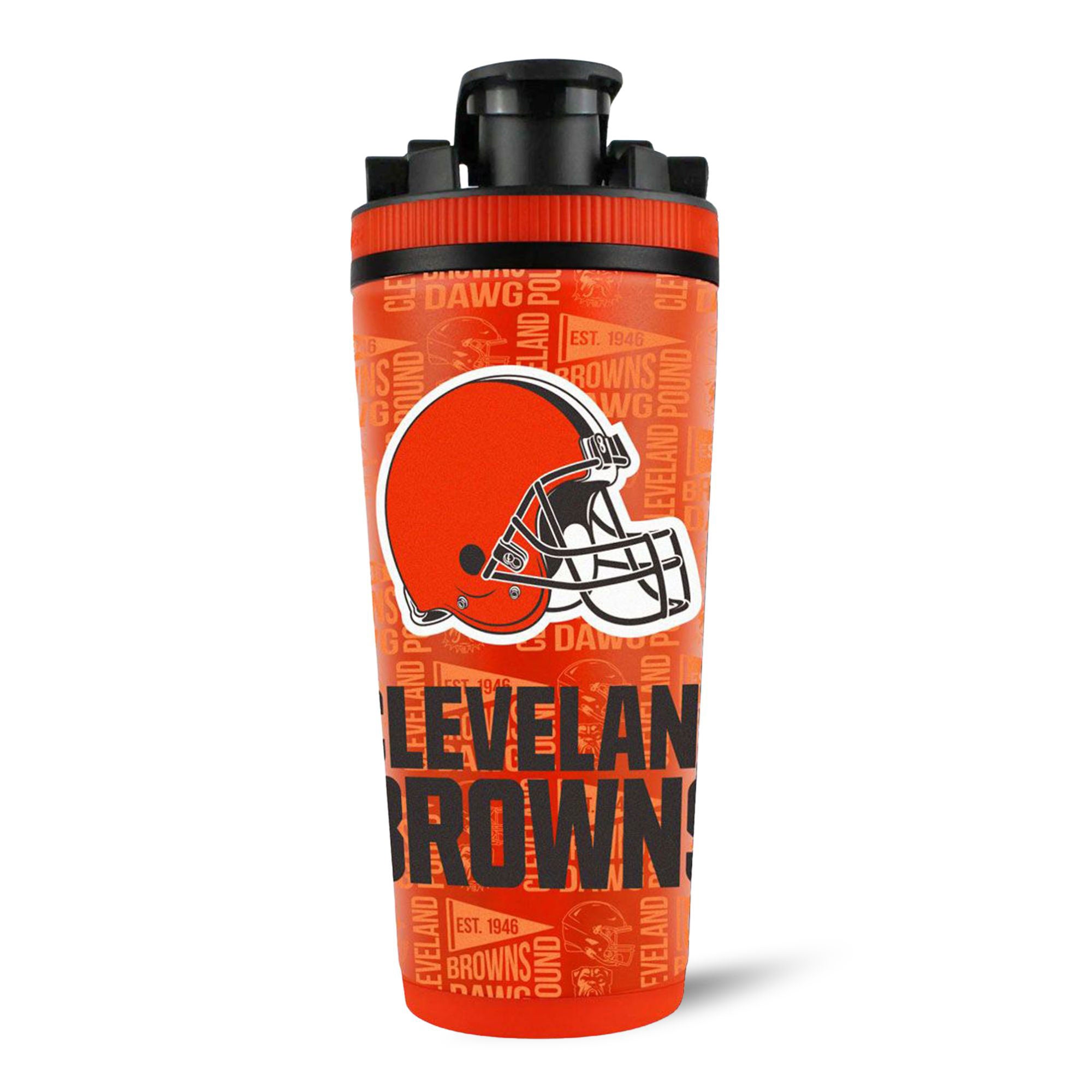 Official Cleveland Browns 4D Insulated Stainless Steel Water Bottle - Leakproof Sports Shaker for Gym, Workouts & Tailgating
