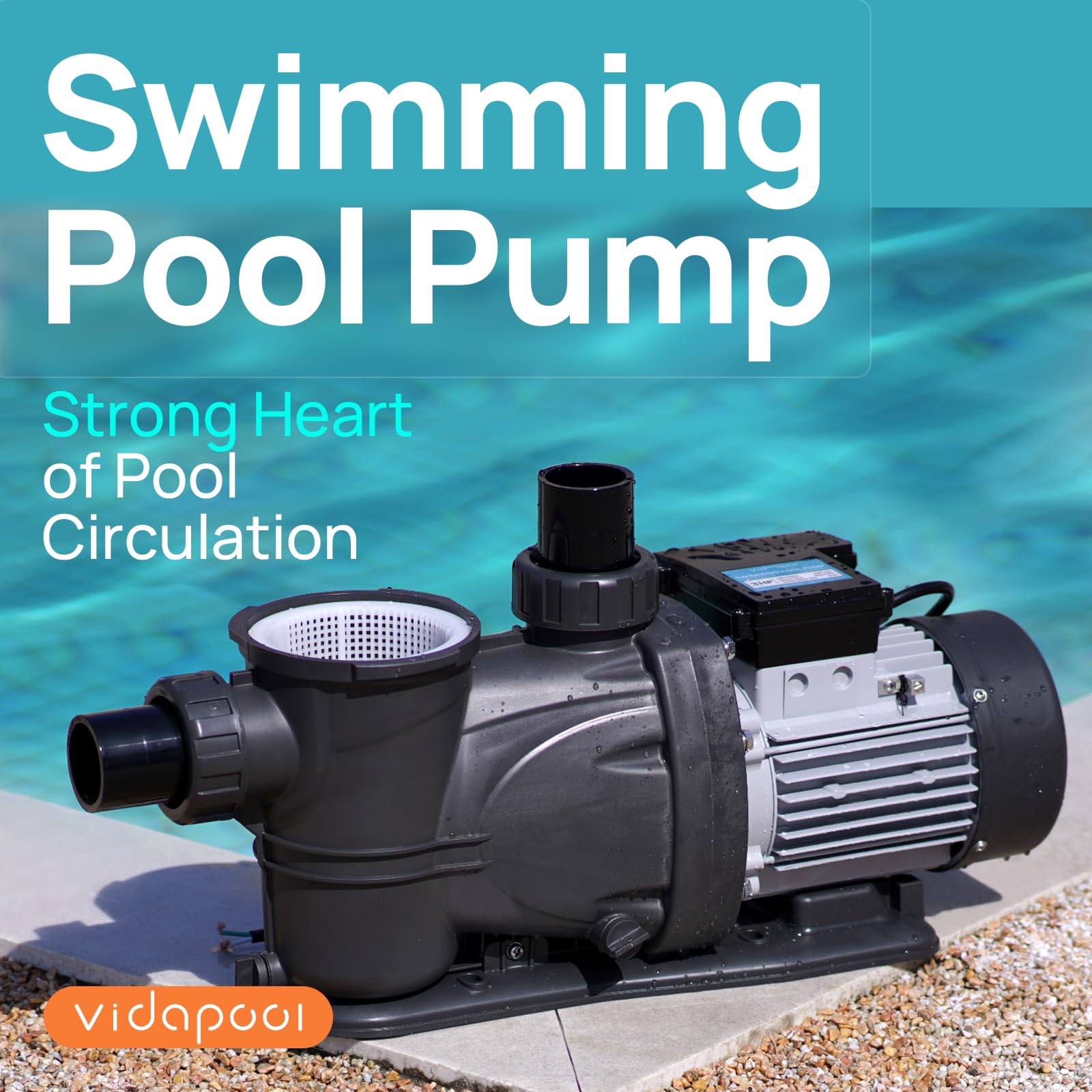 High Flow 1HP In/Above Ground Pool Pump - Self Priming, 5400 GPH, 115V, Single Speed - Perfect for Backyard Swimming Pools, Spas & Water Features