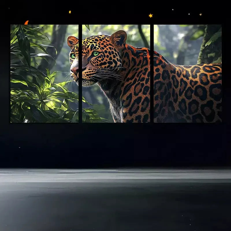 3pc Leopard in Jungle Morning Wall Art Set - 50x70cm Framed Canvas Prints | High Quality Australian Made | Ready to Hang | Perfect for Living Room, Bedroom & Office Decor