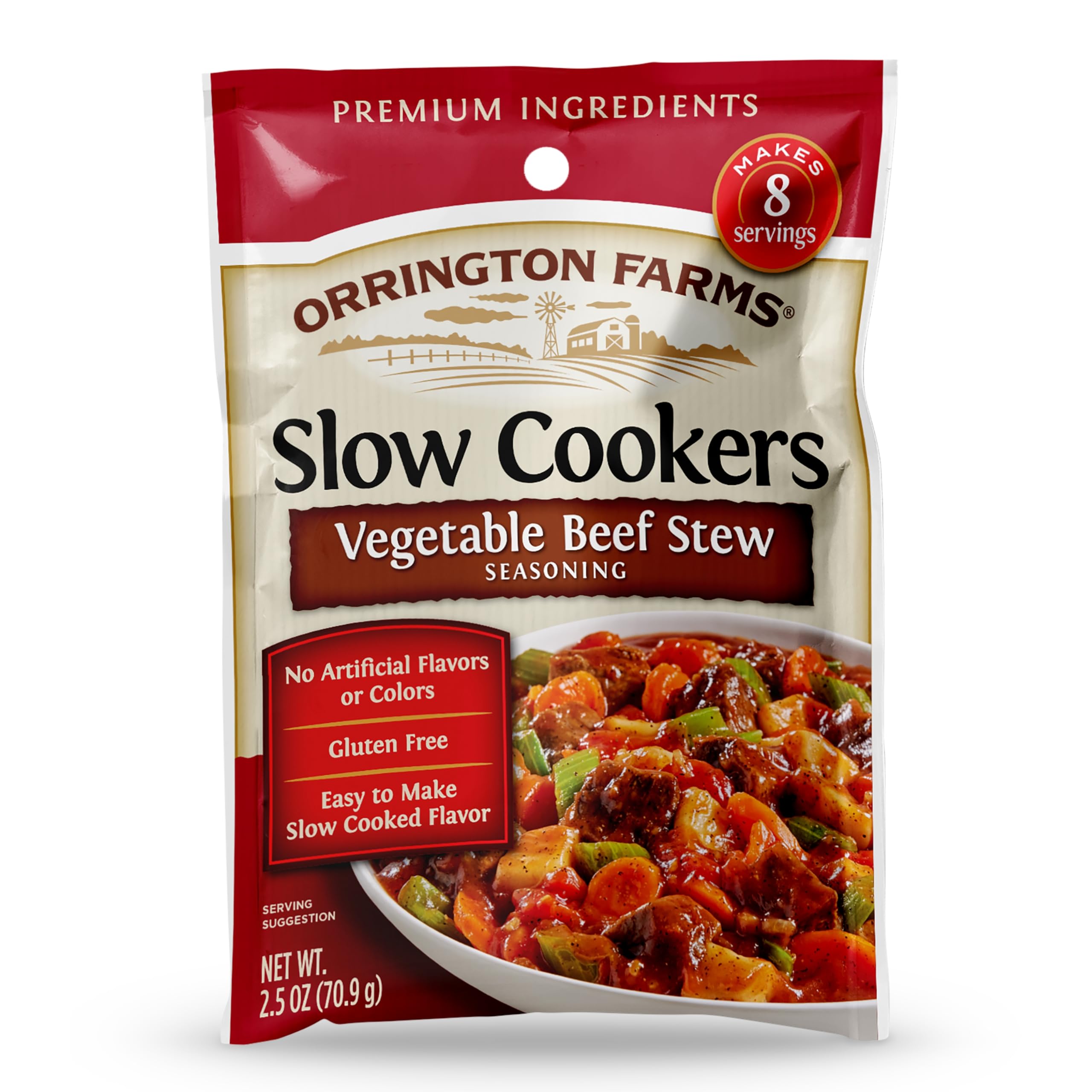Orrington Farms Slow Cooker Seasoning Mix - Vegetable Beef Stew Flavor, 2.5 oz Packets (12 Count) | Perfect for Crockpot Meals, Homemade Soups & Easy Dinner Recipes