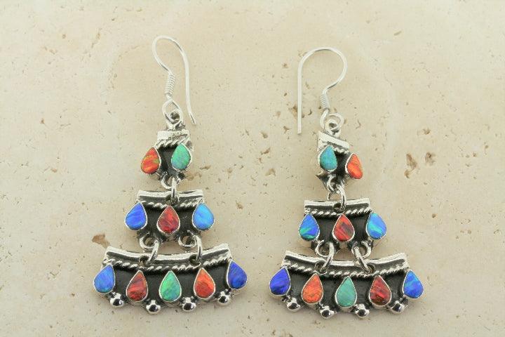 Opal Chandelier Earrings for Women - 3 Tier Dangling Drop Earrings for Party, Wedding & Evening Wear