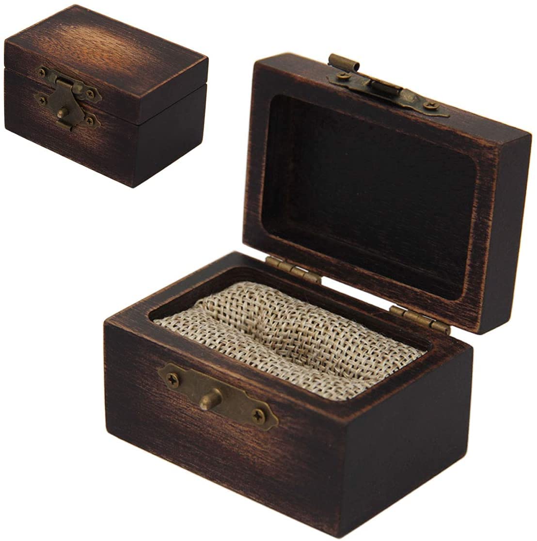 Handcrafted Rustic Wooden Engagement Ring Box - Solid Wood Proposal Wedding Ring Storage Case - Perfect for Proposals, Weddings & Anniversary Gifts