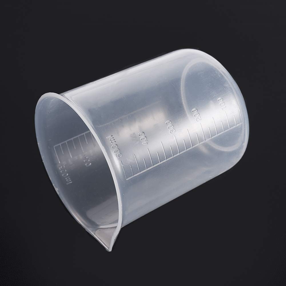 Auniwaig 500ml/17 Oz Plastic Measuring Beaker - Transparent Polypropylene Lab Graduated Beaker with Spout - 5PCS Science Experiment & Kitchen Measuring Cups for School, Teaching Supplies & Home DIY Projects