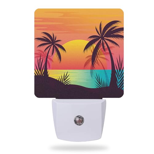 Palm Tree with Beach Sunset