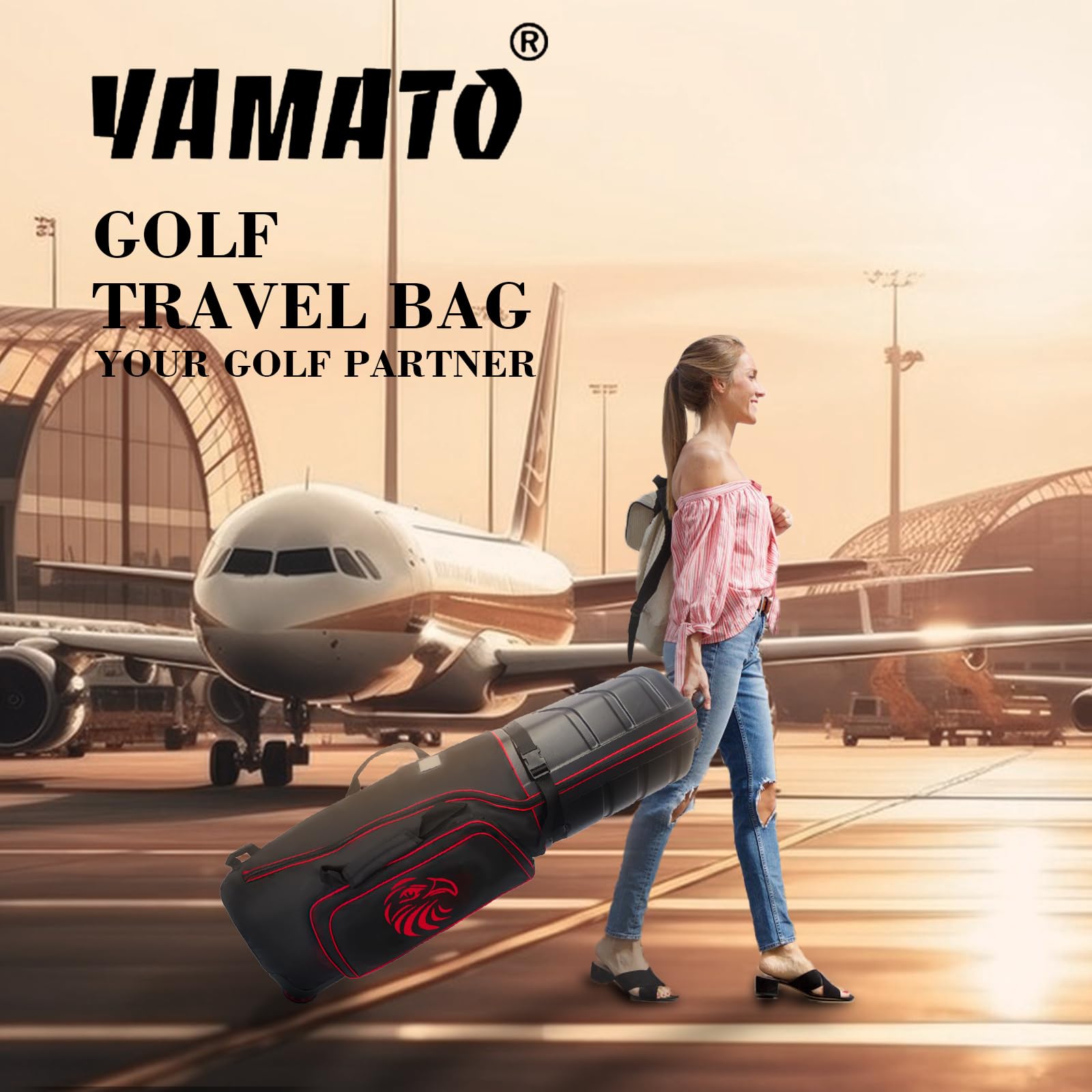 **Yamato Hard Shell Golf Travel Bag with Wheels - TSA-Approved Lock, Durable ABS Golf Club Case for Airline Travel - Perfect Golf Gift for Men & Women (Ideal for Golf Trips & Airline Luggage)**
