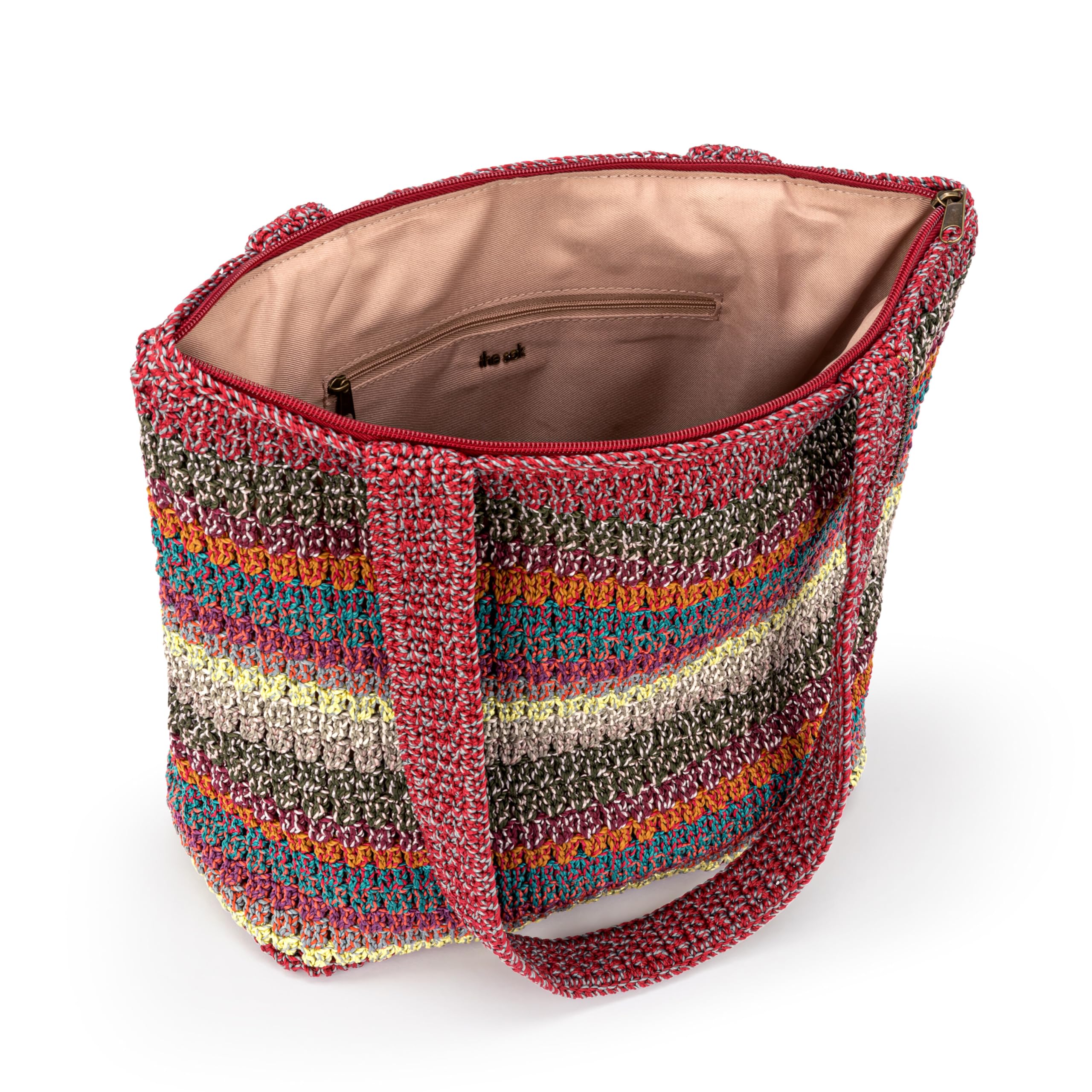 The Sak Casual Classics Hand Crocheted Women's Tote Bag - Stylish Shoulder Purse for Everyday Use, Travel & Beach - Perfect as a Work Bag, Weekend Outing or Vacation Accessory