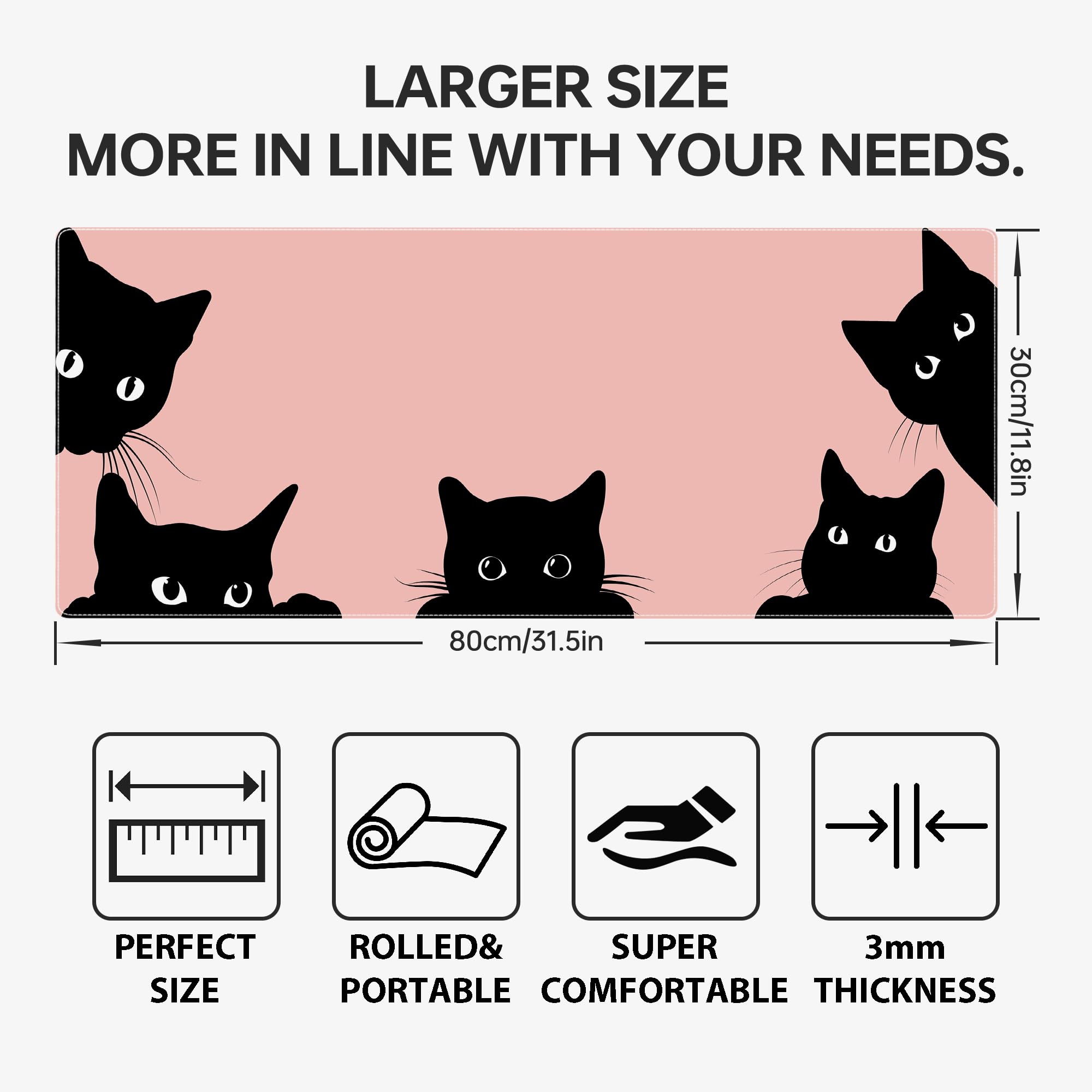 Pink Cute Cat Gaming Mouse Pad - Extra Large 31.5
