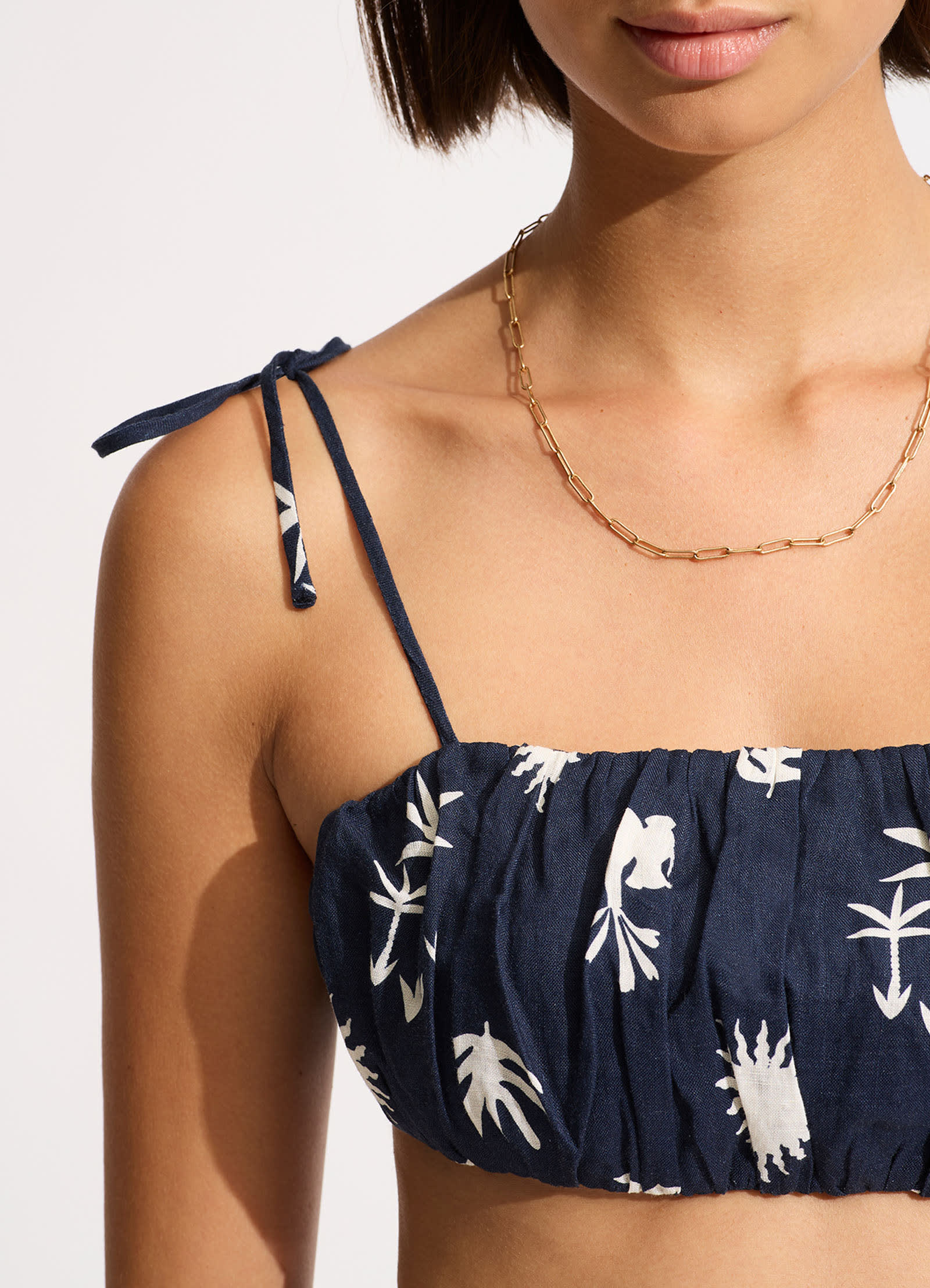 La Palma Crop Top for Women - True Navy Blue Short Sleeve Shirt - Perfect for Summer Outfits, Beach Vacations & Casual Wear