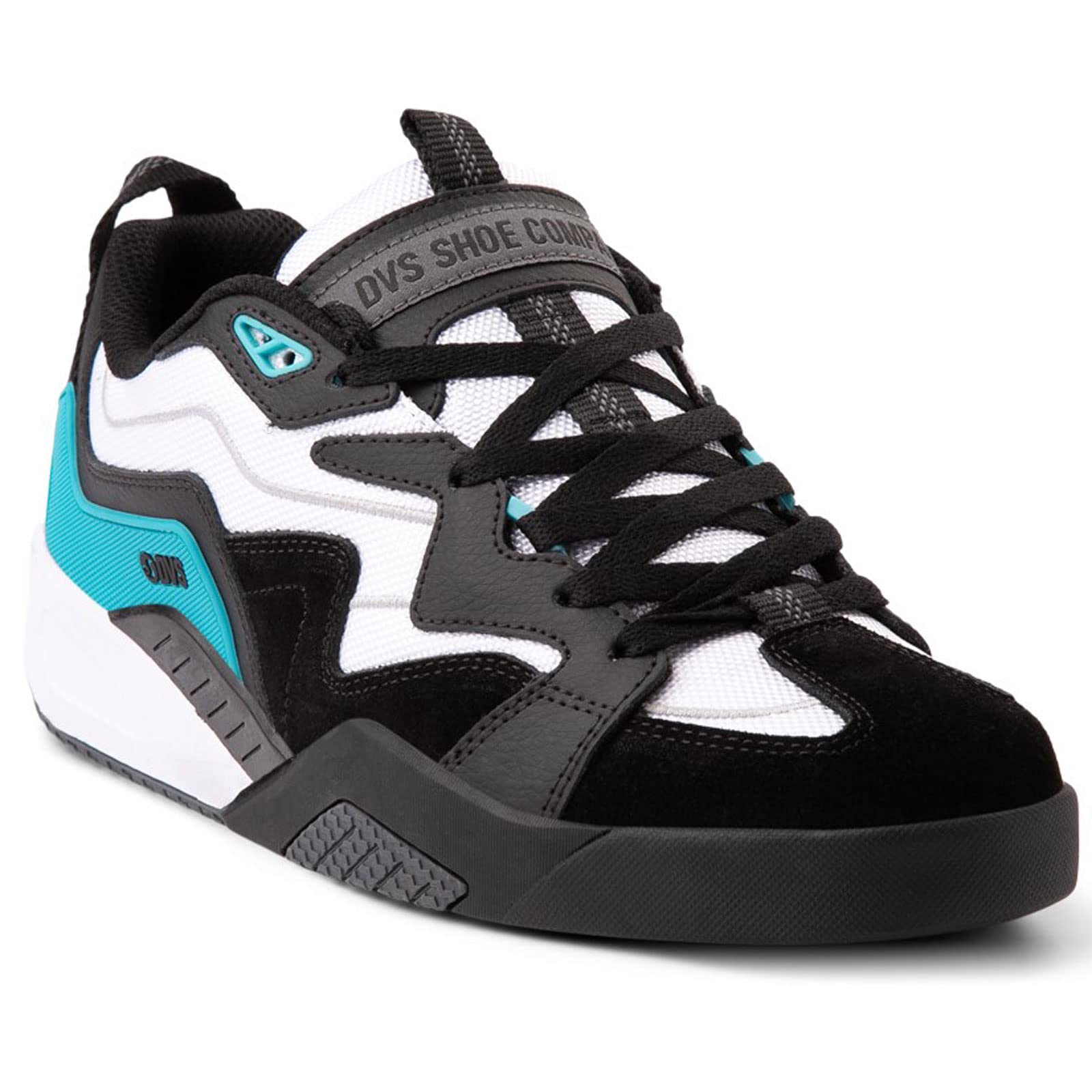 DVS Men's Devious Black White Turquoise Suede Low Top Skate Sneakers - Casual Streetwear Shoes for Skating, Walking & Everyday Wear