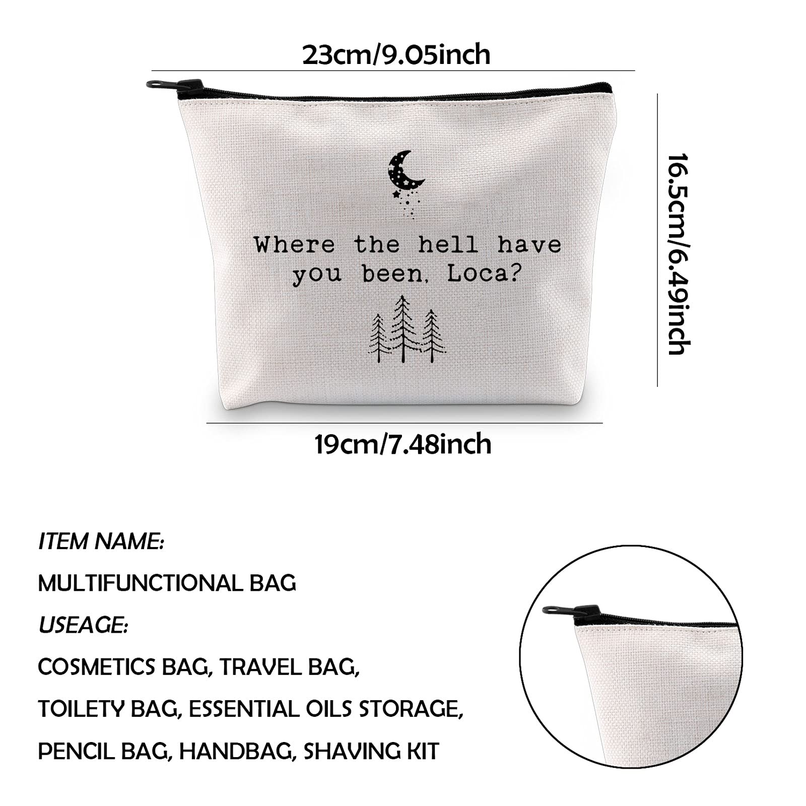 Jacob Inspired Bella 'Where The Hell Have You Been Loca' Zipper Pouch Makeup Bag - Perfect for Travel, Cosmetics & Daily Essentials Organization