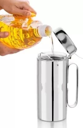 VISAXMI 1000ml Stainless Steel Oil Dispenser with Nozzle - Leakproof Cooking Oil Container with Pour Spout - Perfect for Kitchen, Restaurant & Home Use - Durable Oil Holder for Olive, Canola & Vegetable Oils (1 Pack)