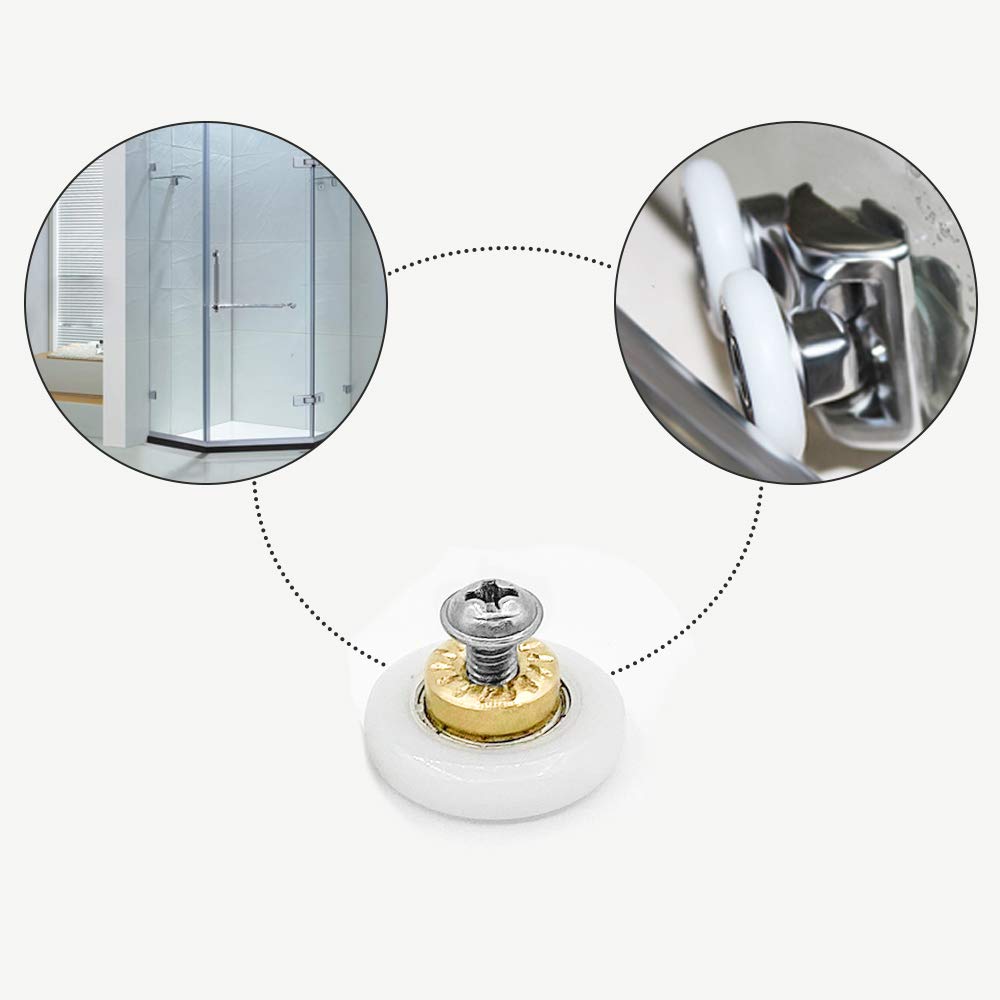 Premium Shower Door Rollers Replacement - Heavy Duty Sliding Glass Door Wheels for Bathroom Pan - Ultra Quiet Pulleys with Strong Load Bearing Capacity - Perfect for Home Renovation & Bathroom Upgrades