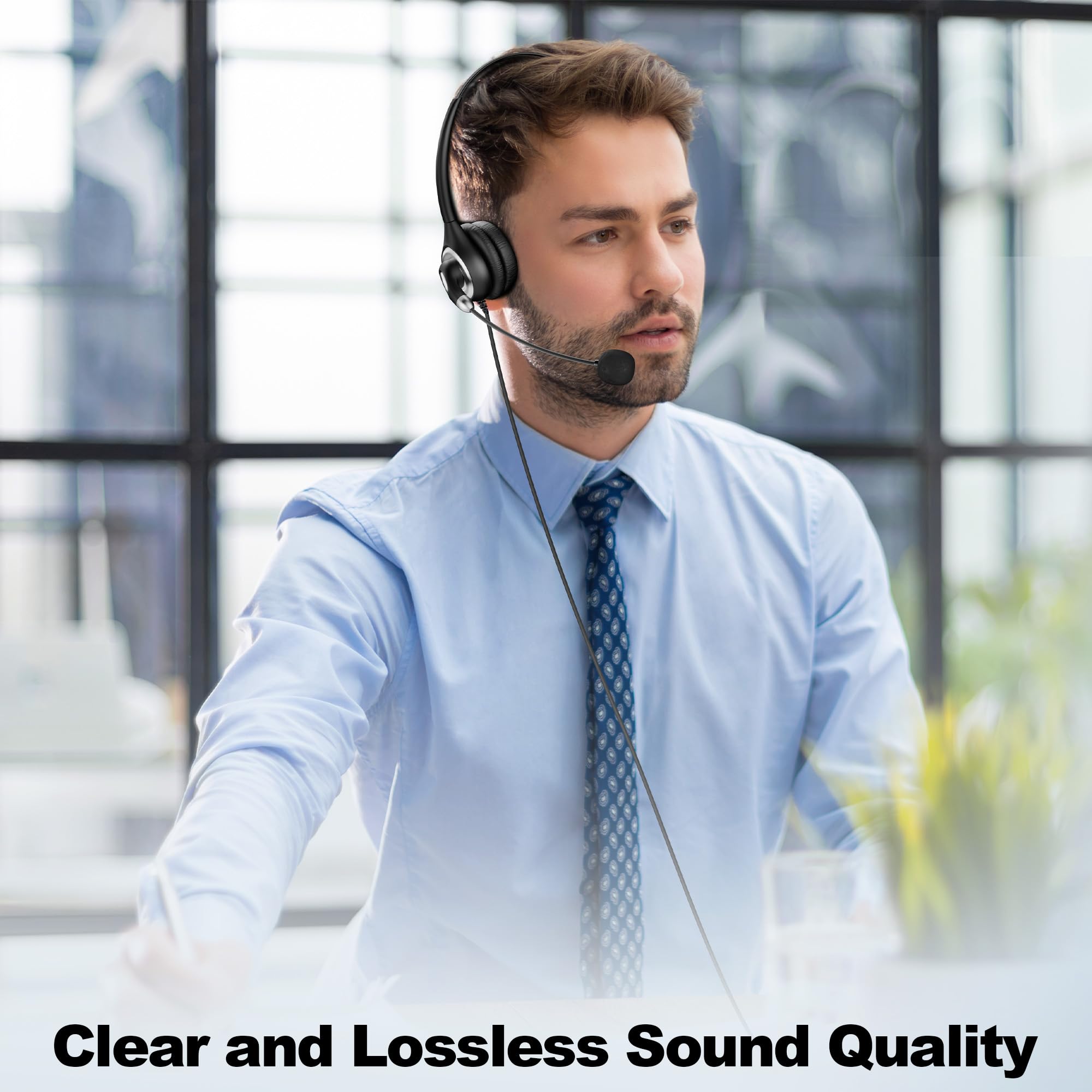 Wantek USB Wired Headset with Noise Cancelling Microphone for PC/Laptop - 3.5mm & USB-C Computer Headphones with Inline Volume Control & Mute Button | Perfect for Online Meetings, Gaming & Remote Work