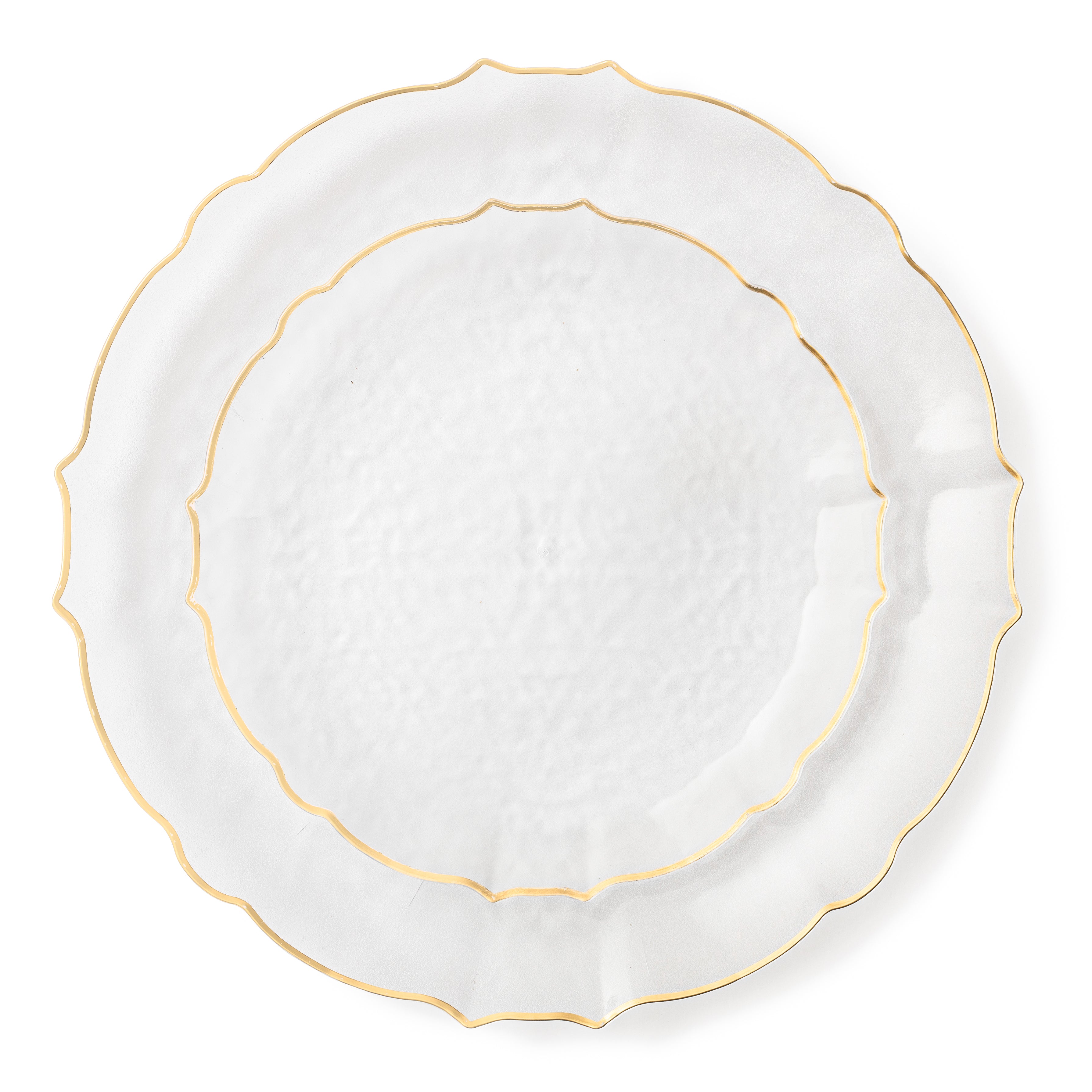 32-Piece Elegant Gold & Clear Plastic Dinnerware Set - 16-Person Luxury Tableware for Parties, Weddings & Formal Events - Dishwasher Safe & Shatterproof