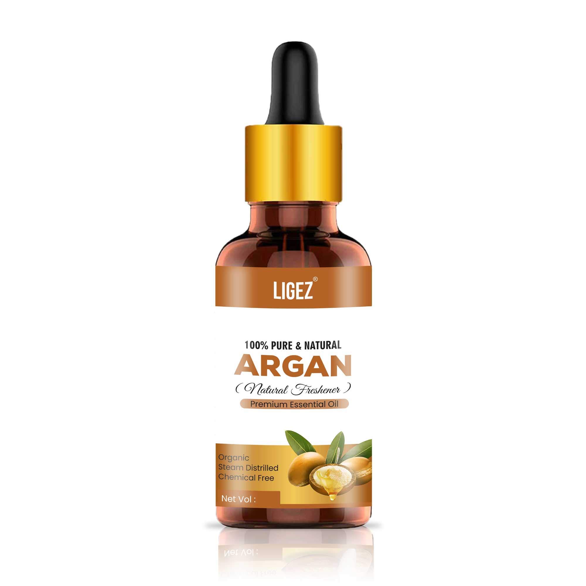 Ligez 100% Pure Organic Argan Oil for Hair Growth, Skin Hydration & Anti-Aging Face Care - 10ml - Natural Moroccan Oil for Dry Hair, Wrinkles & Nourishing Beauty Routine