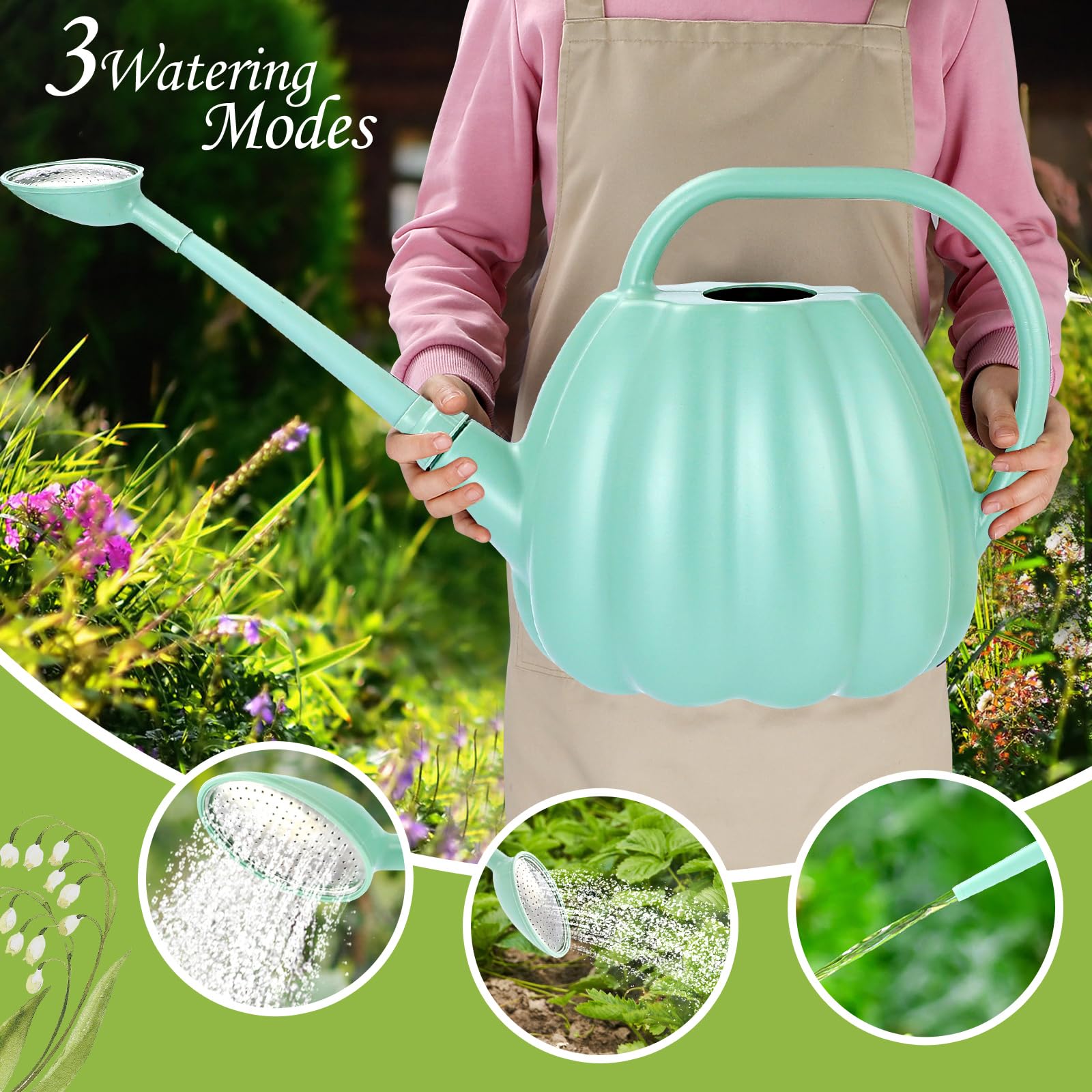 2.5 Gallon Large Watering Can for Indoor & Outdoor Plants - Long Spout with Adjustable Sprinkler Head - Perfect for Garden, Lawn, Flower Beds, Houseplants & Potted Plants - Ideal for Watering Trees, Shrubs, Seedlings & Delicate Flowers