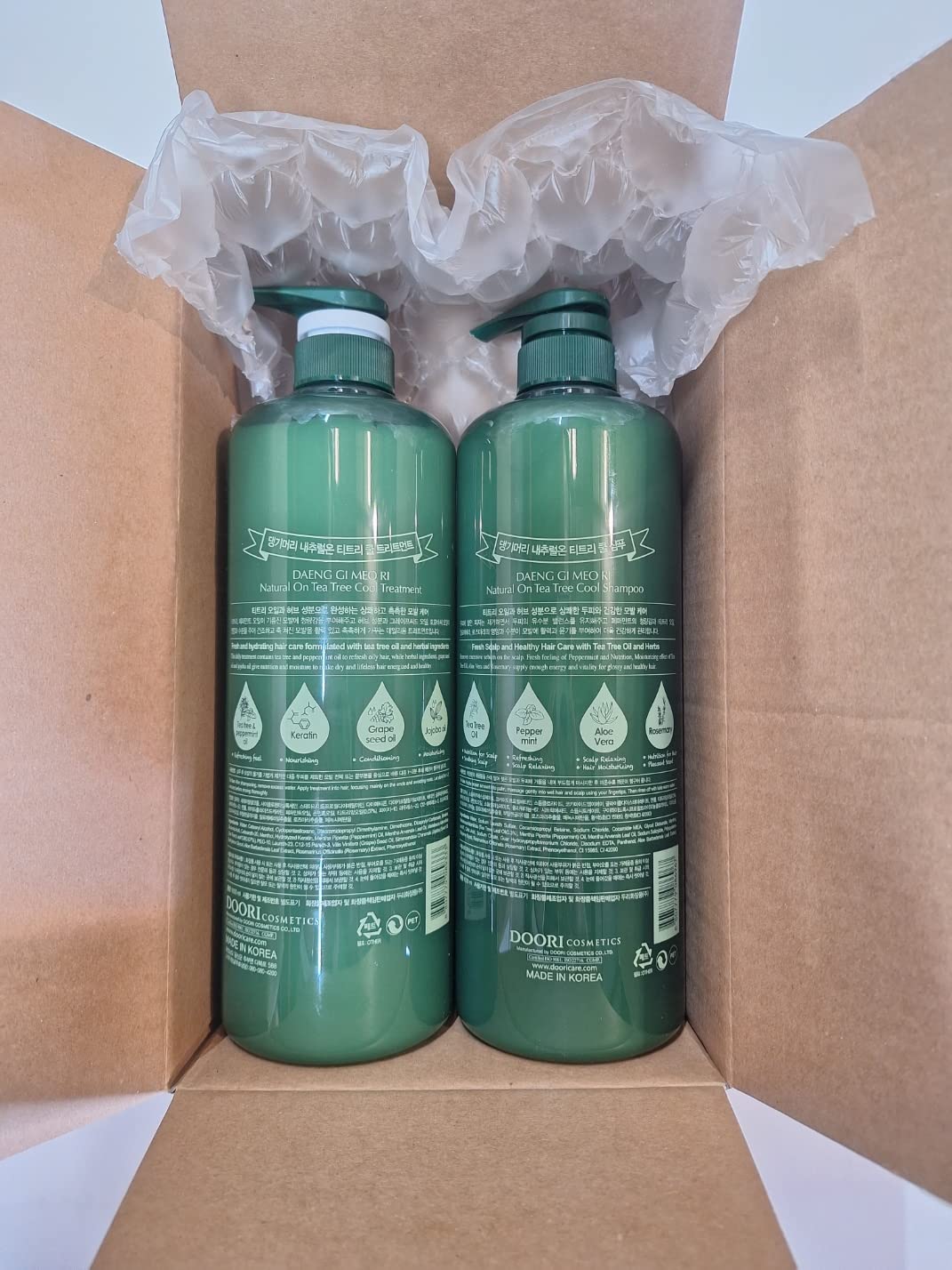 **Daeng Gi Meo Ri Tea Tree & Aloe Vera Shampoo and Conditioner Set (1000ml) – Refreshing for Oily Hair, Moisturizing for Dry Scalp – Gentle Cleansing for Daily Use at Home or Salon**
