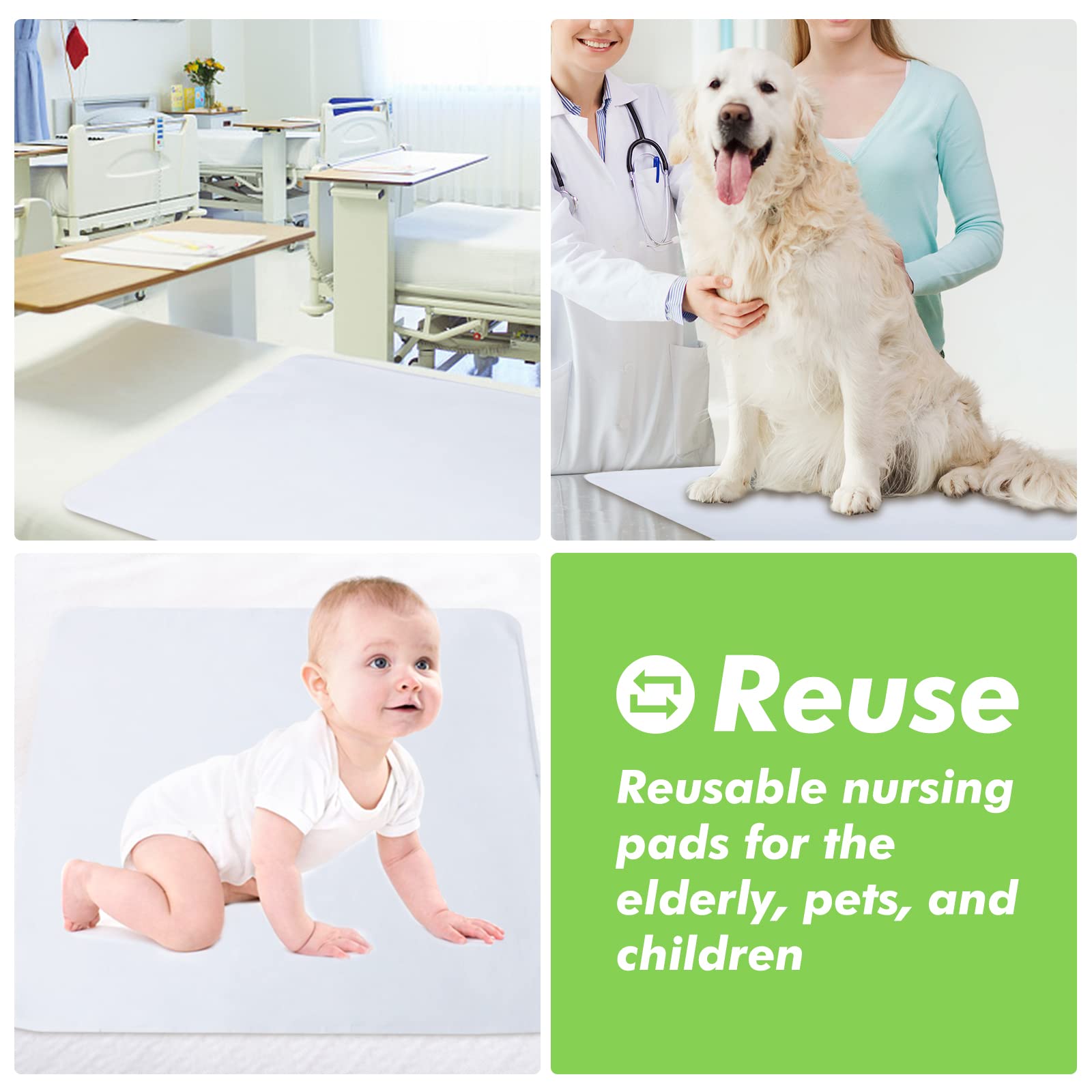 18 Pack Washable Reusable Waterproof Underpads for Pets & Adults - 30