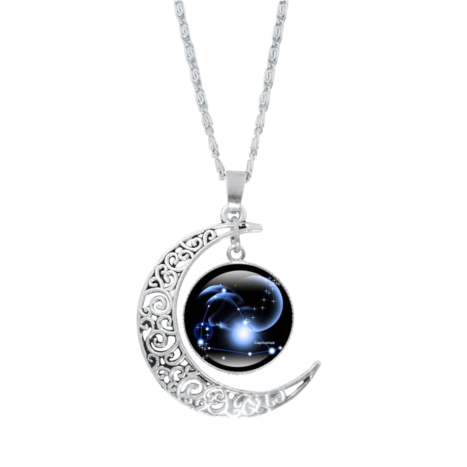12 Constellation Moon Necklace - Zodiac Gifts for Women, Mom & Girls - Perfect Birthday, Anniversary & Christmas Present (Capricorn) | Elegant Jewelry for Date Night, Party & Everyday Wear