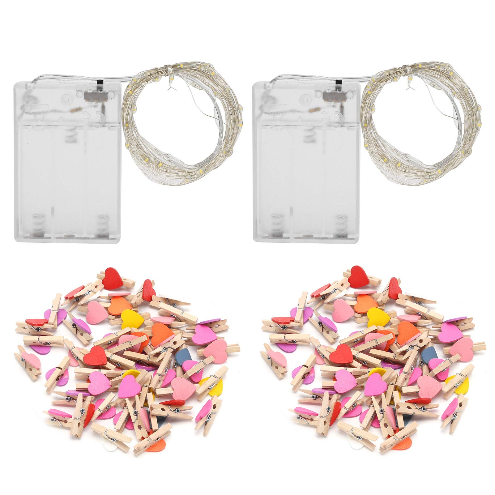 Shanrya 2Pcs 5m 50LED Battery Powered Christmas Lights with Photo Clips - Outdoor Waterproof Fairy String Lights for Home, Party, Garden, Christmas Tree & Holiday Decoration - Perfect for Indoor and Outdoor Festive Lighting