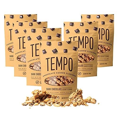 Dark Chocolate Cashew Pecan Granola Clusters (6 Pack) - Gluten Free, High Protein, Low Sugar, Vegan, Dairy Free, Soy Free Snack with Vitamin E & Prebiotics for Gut Health | Perfect for Breakfast, Hiking & Healthy On-the-Go Snacking
