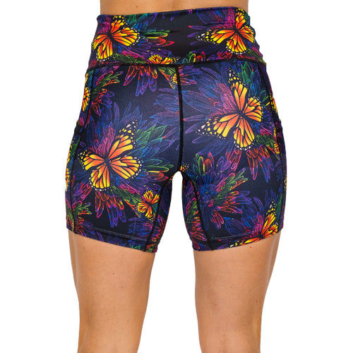 Butterfly Effect Women's Running Shorts - High Waist Athletic Shorts for Yoga, Gym & Outdoor Workouts