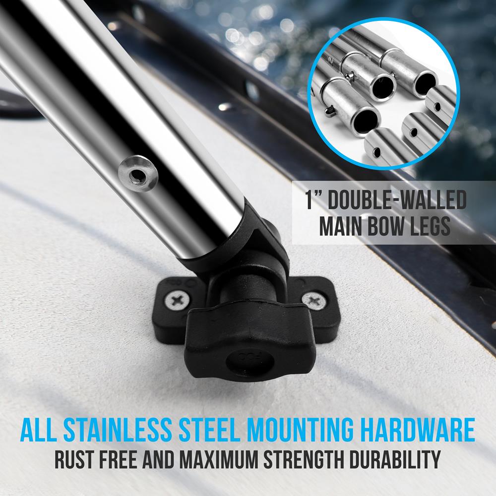 3 Bow Bimini Top for Boats - Universal Fit Sun Shade Canopy for Pontoon, Fishing & Deck Boats - UV Protection & Quick Release Installation - Perfect for Outdoor Water Activities & Relaxing on the Lake