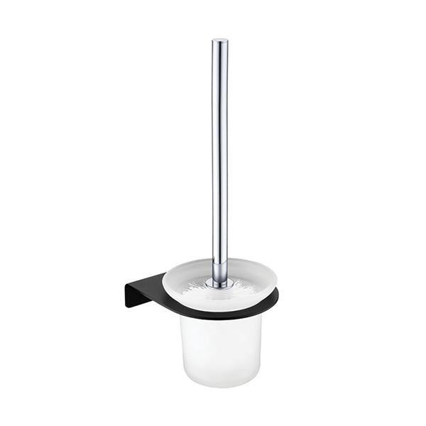 Fienza Lincoln Toilet Brush Set - Black & Chrome Finish (Model 860010) | Heavy Duty Bathroom Cleaning Tool for Home & Commercial Use