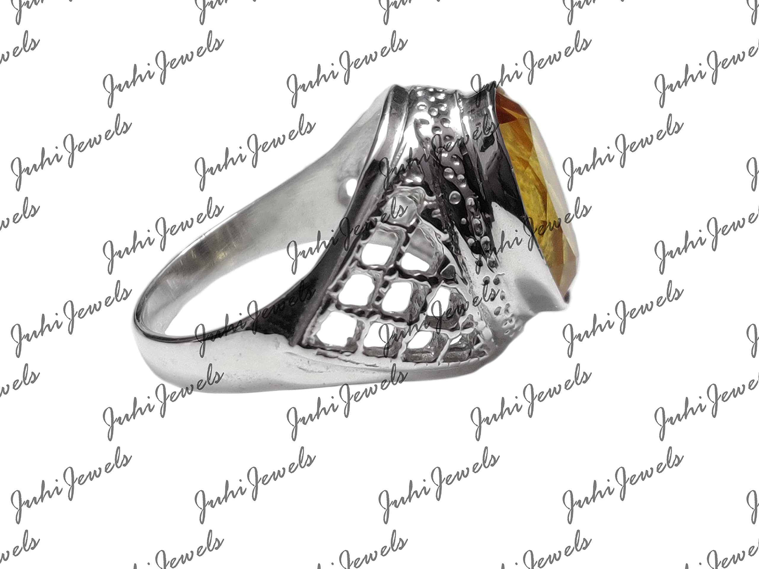 Natural Citrine Ring - 925 Sterling Silver Statement Ring with Large Citrine Gemstone | Boho & Engagement Jewelry for Women | Perfect for Weddings, Parties & Everyday Wear