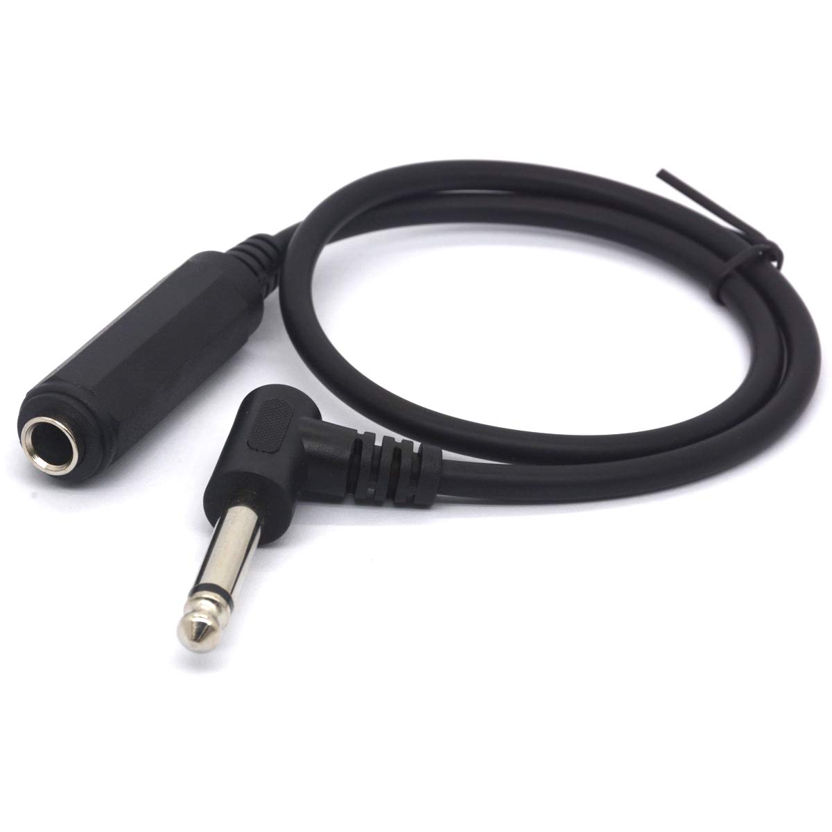 6.35mm Right Angle Male to Female Stereo TRS Cable - 1/4 Inch Headphone Extension Cord for Guitar, AMP, Synth, Amplifier, Speaker & Piano - Perfect for Home Studio, Live Performances & Audio Equipment Connections