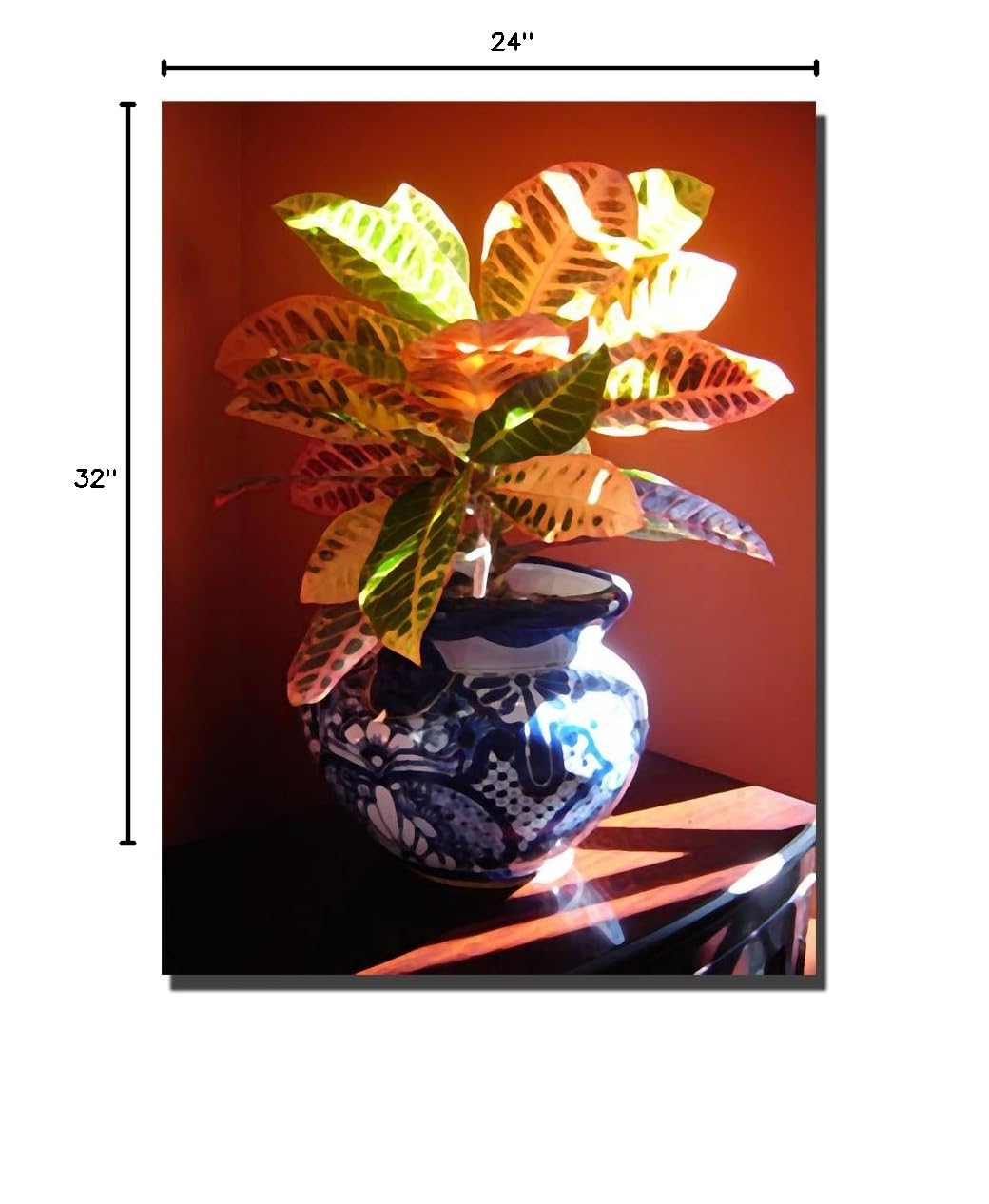 Amy Vangsgard Croton in Talavera Pot Canvas Art - 24x32 Inch Handmade Wall Decor - Perfect for Living Room, Bedroom & Office Decor